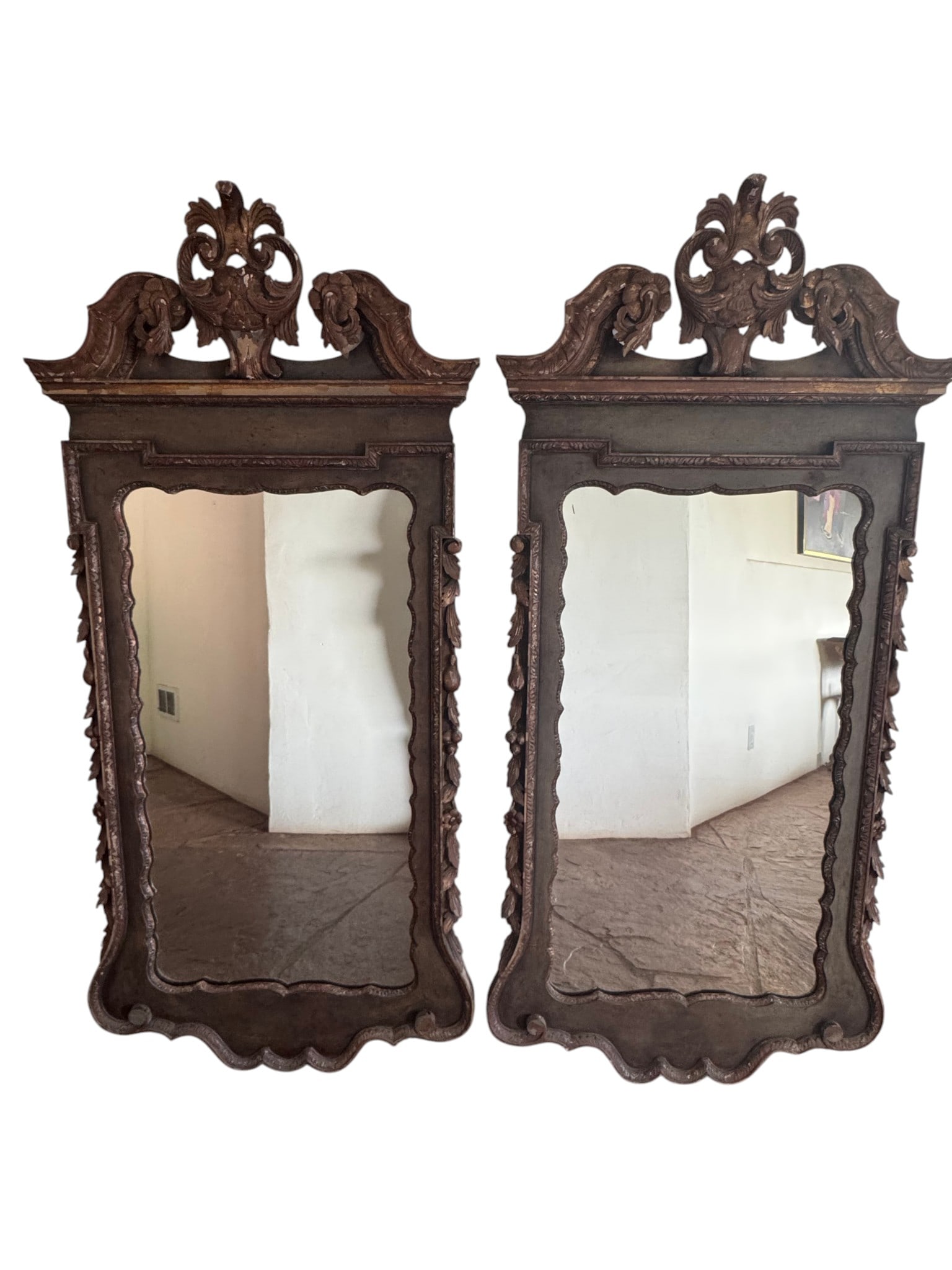 Pair of 19th Century Italian Giltwood and Polychrome Wall Mirrors (1 of 4)
