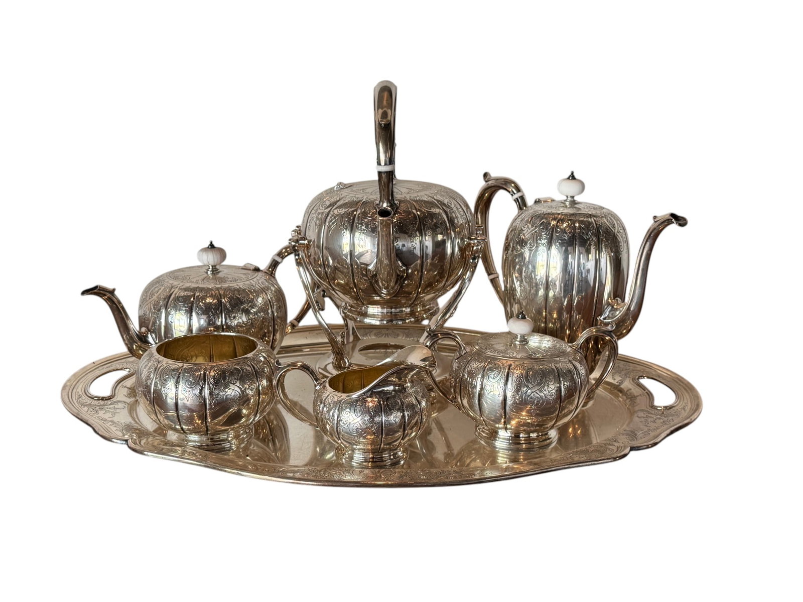 Gorham Sterling Silver Seven-Piece Tea and Coffee Service & Tray (1 of 2)