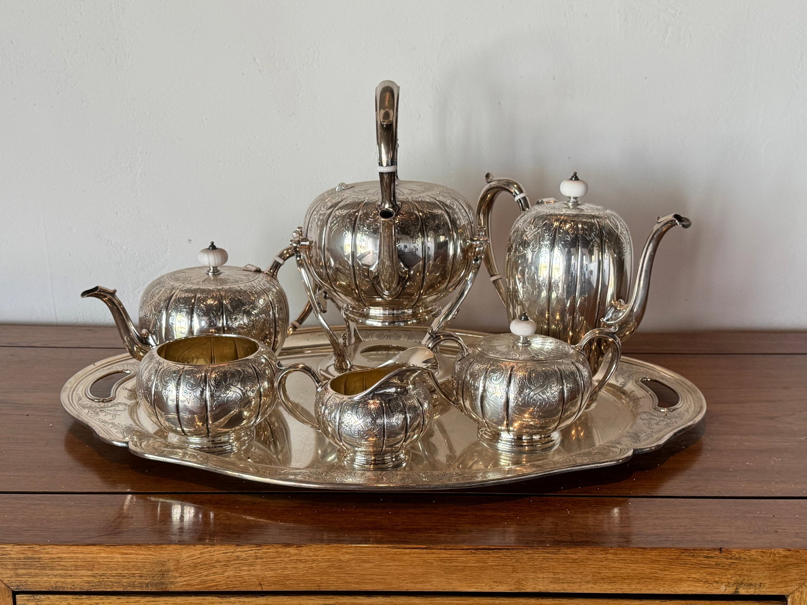 Gorham Sterling Silver Seven-Piece Tea and Coffee Service & Tray - 2