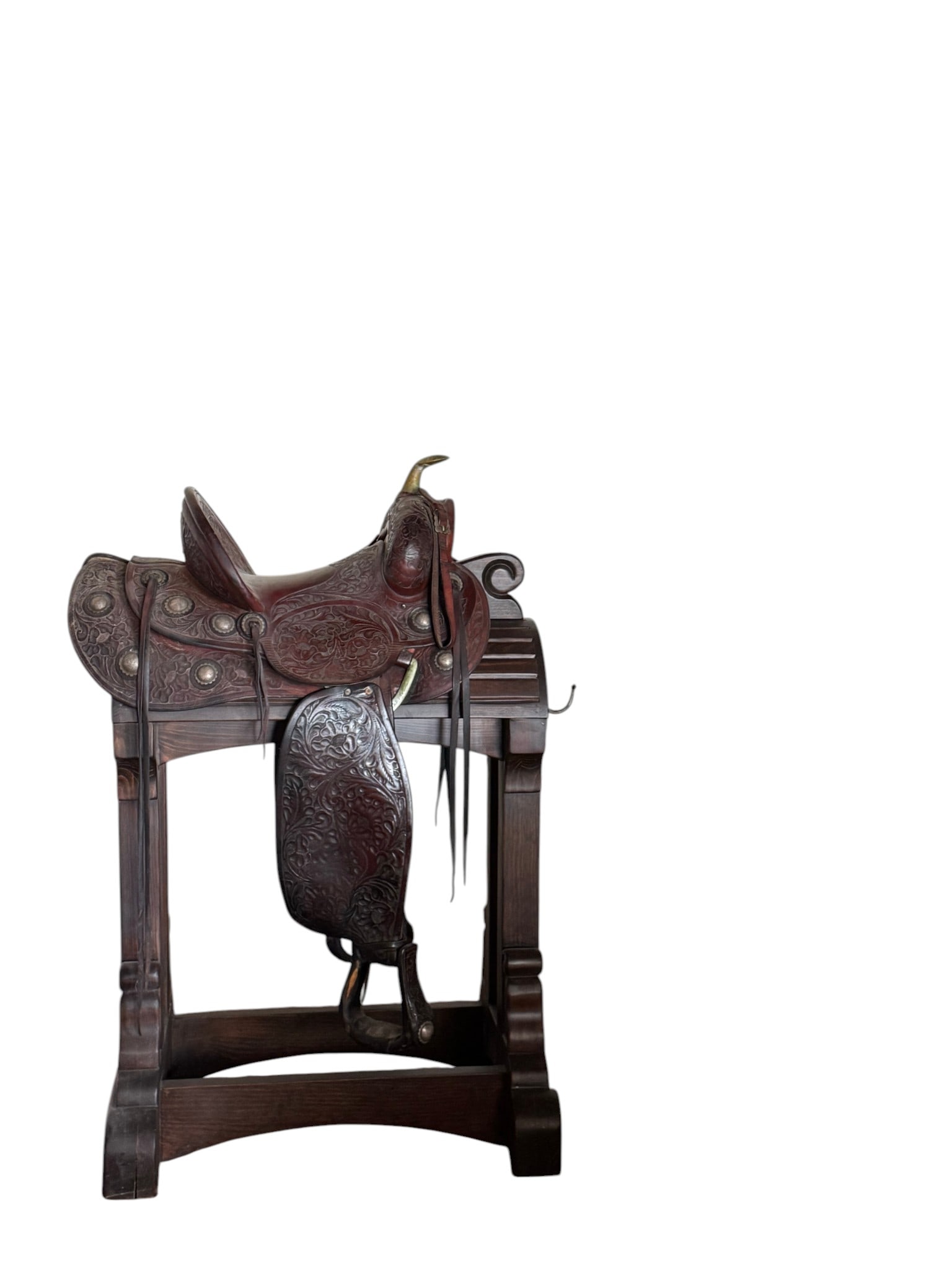 Hamley & Company Tooled Western Saddle on Custom Display Stand (1 of 11)