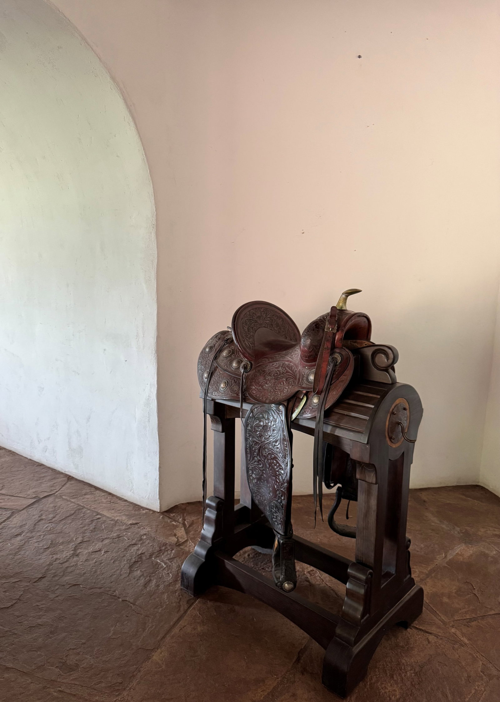 Hamley & Company Tooled Western Saddle on Custom Display Stand - 6