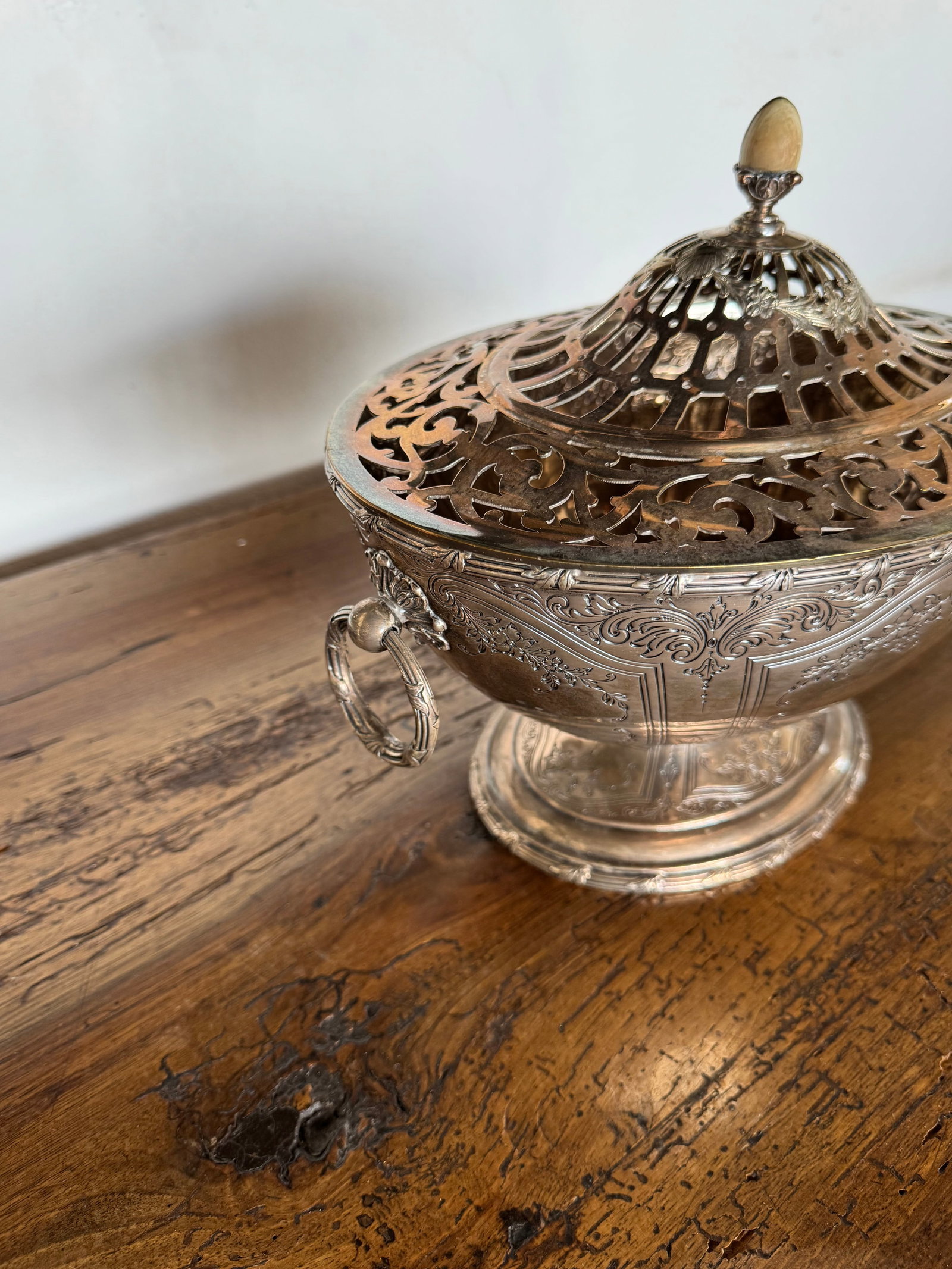 An Ornate Gorham Sterling Silver Footed Centerpiece Bowl with Reticulated Lid, Likely 19th Century - 2