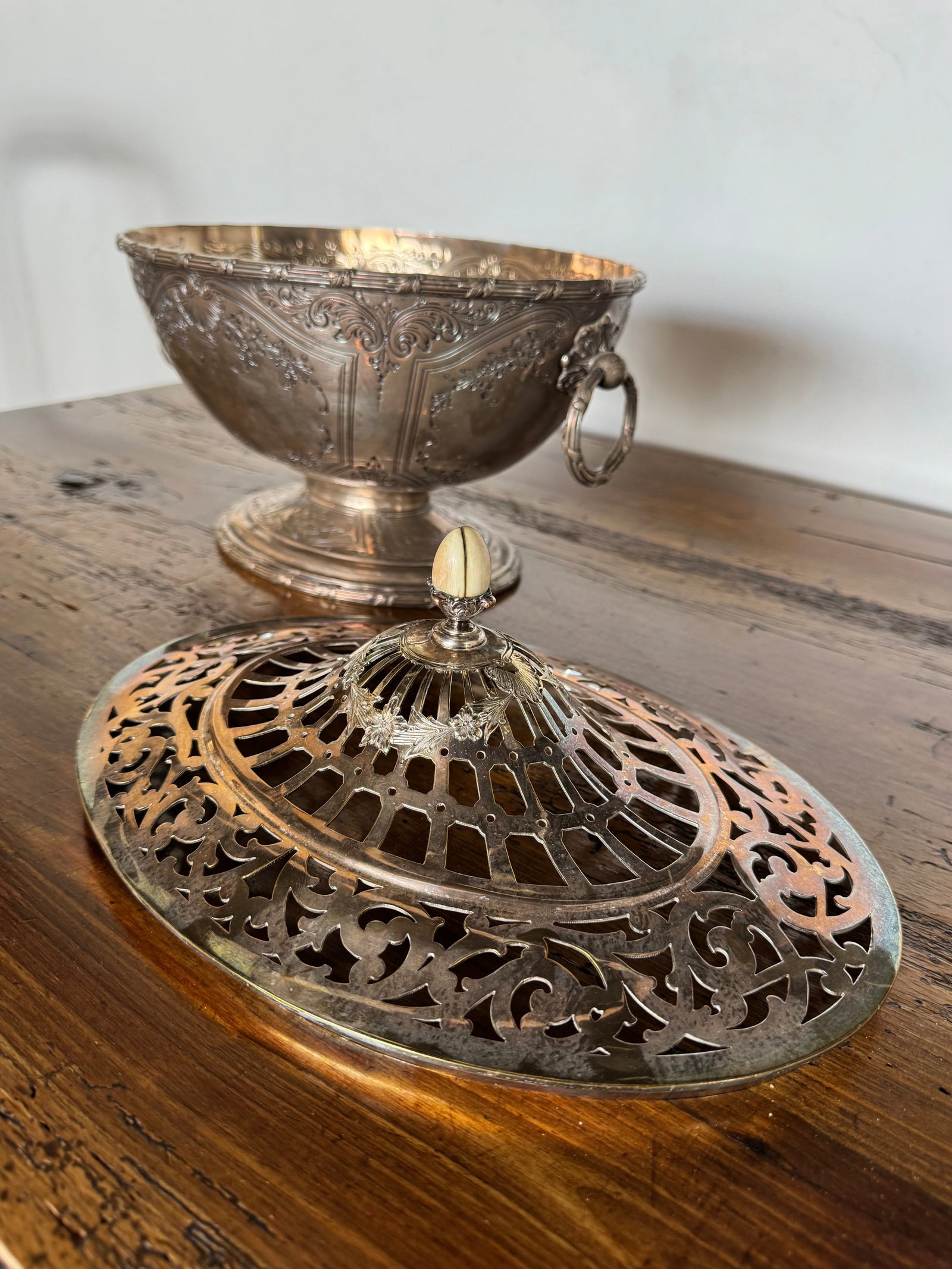 An Ornate Gorham Sterling Silver Footed Centerpiece Bowl with Reticulated Lid, Likely 19th Century - 5