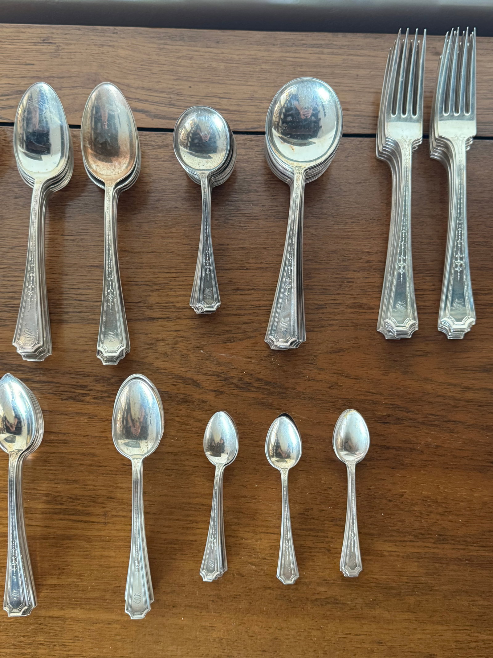 Colfax by Durigin-Gorham Sterling Silver Flatware Set, 268 pieces, S Monogram - 9