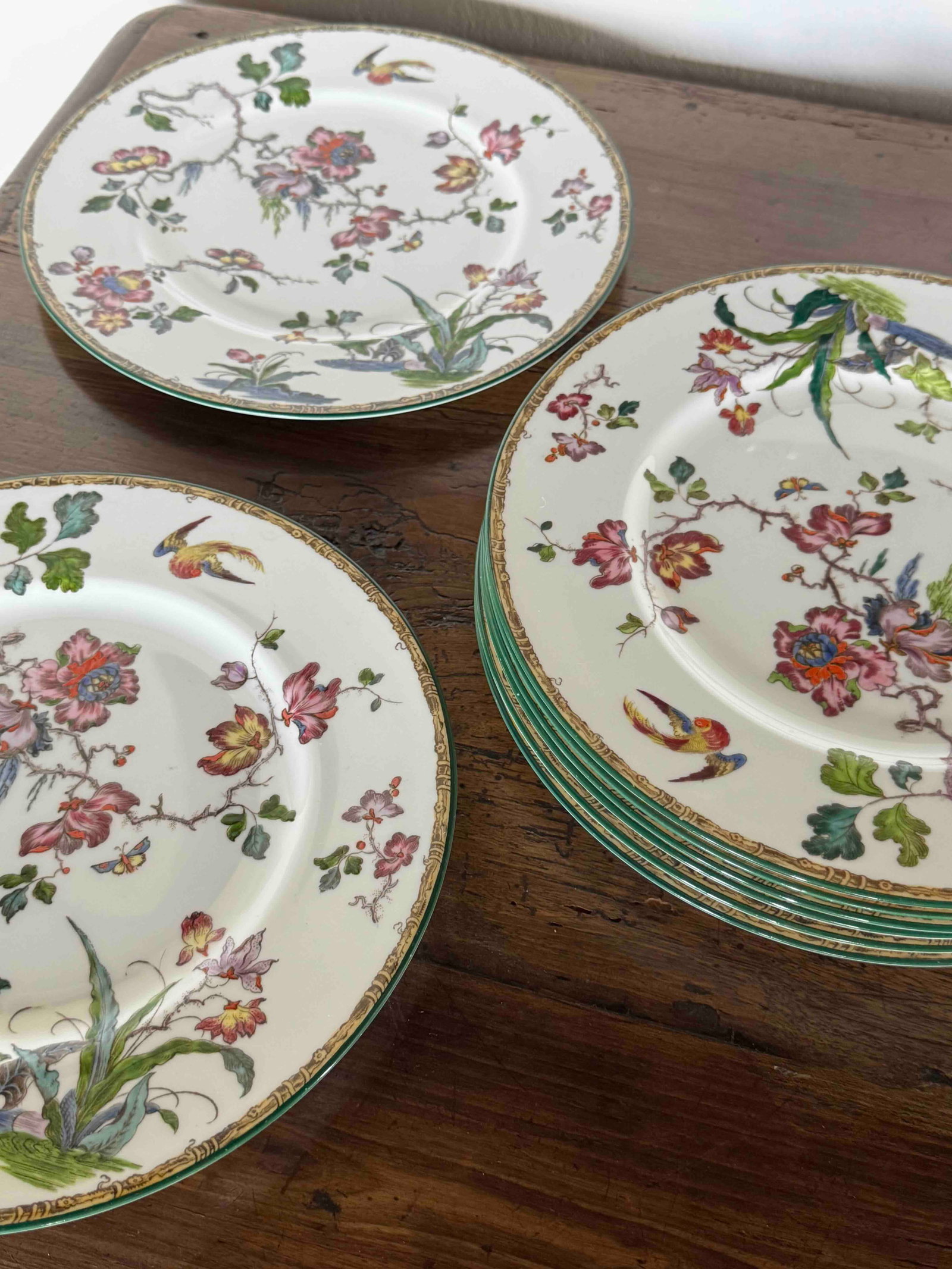 Set of Ten Wedgwood Dinner and Salad Plates in "Wild Flowers" Pattern - 2