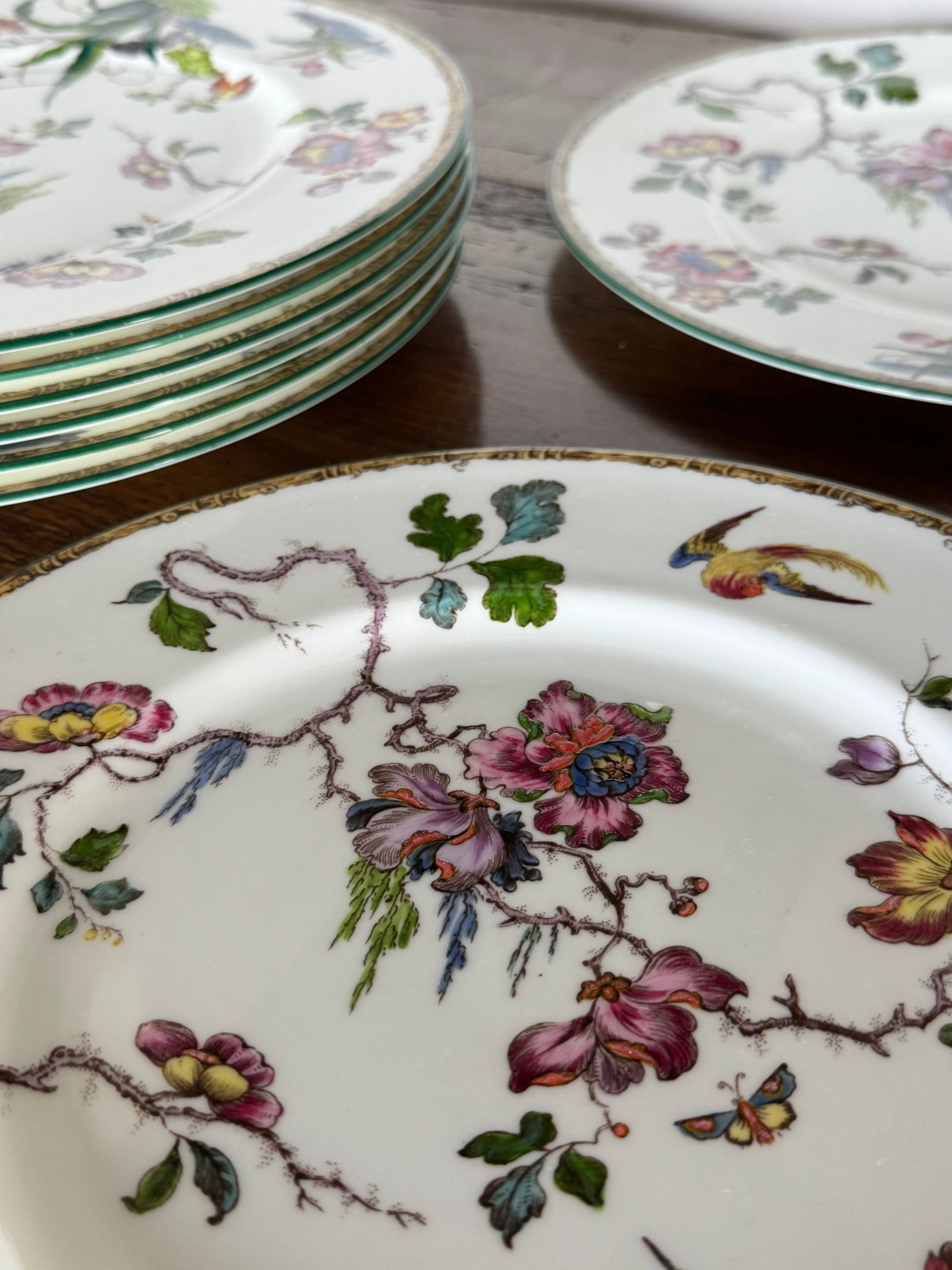Set of Ten Wedgwood Dinner and Salad Plates in "Wild Flowers" Pattern - 3