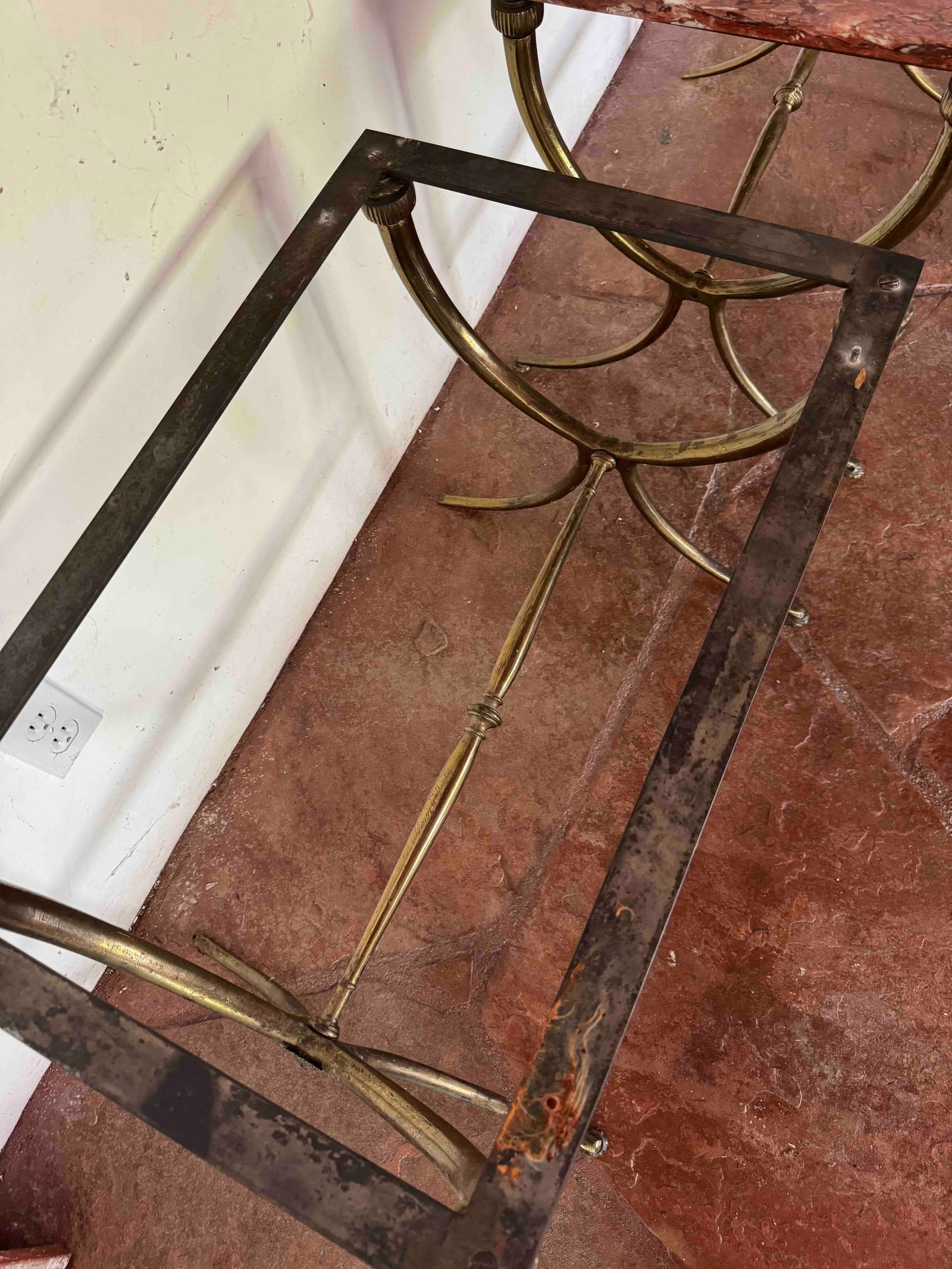 Pair of 20th Century Italian Neoclassical Gilt Bronze Mounted Rouge Marble Console Tables - 9