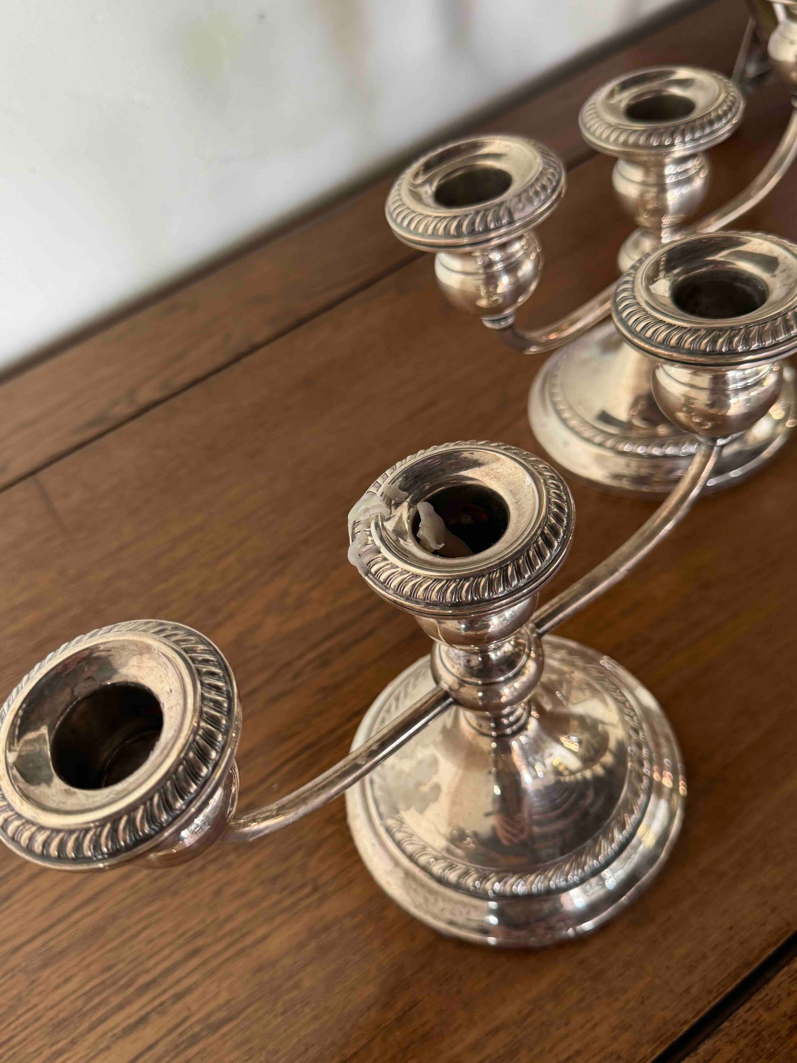 Gorham Sterling Silver Candelabra and Ornate Silverplate Tray - 3