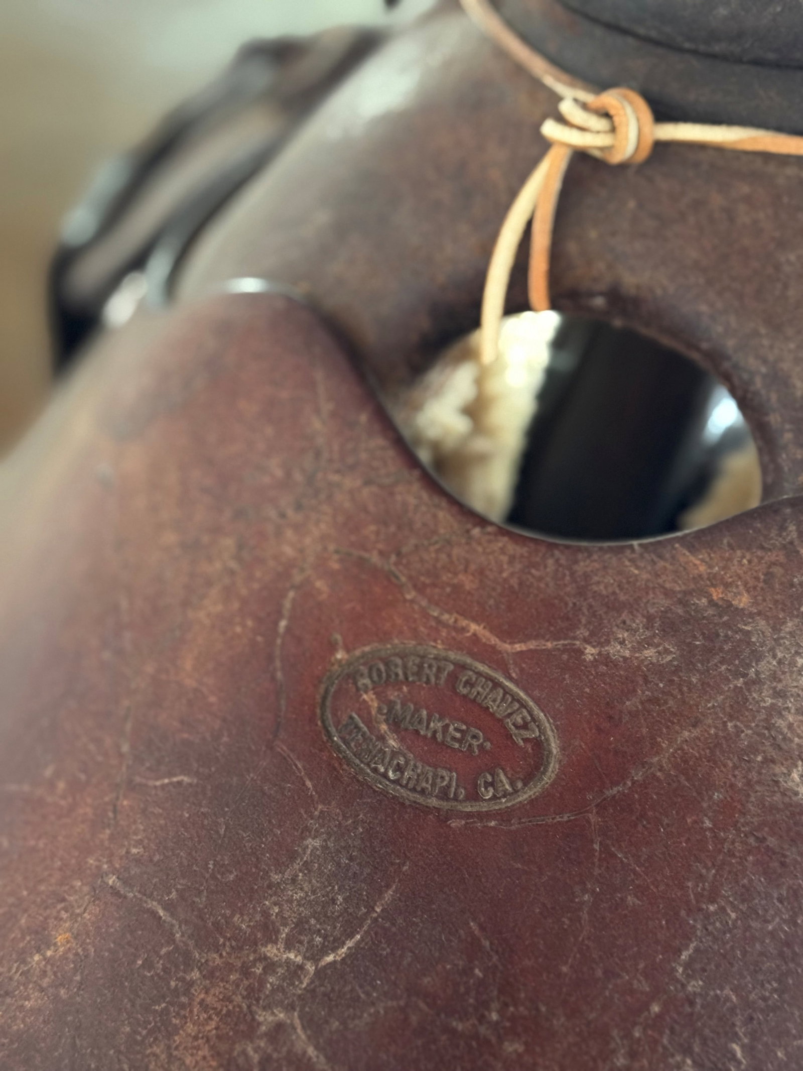 Robert Chavez Maker Western Saddle on Display Stand - 3