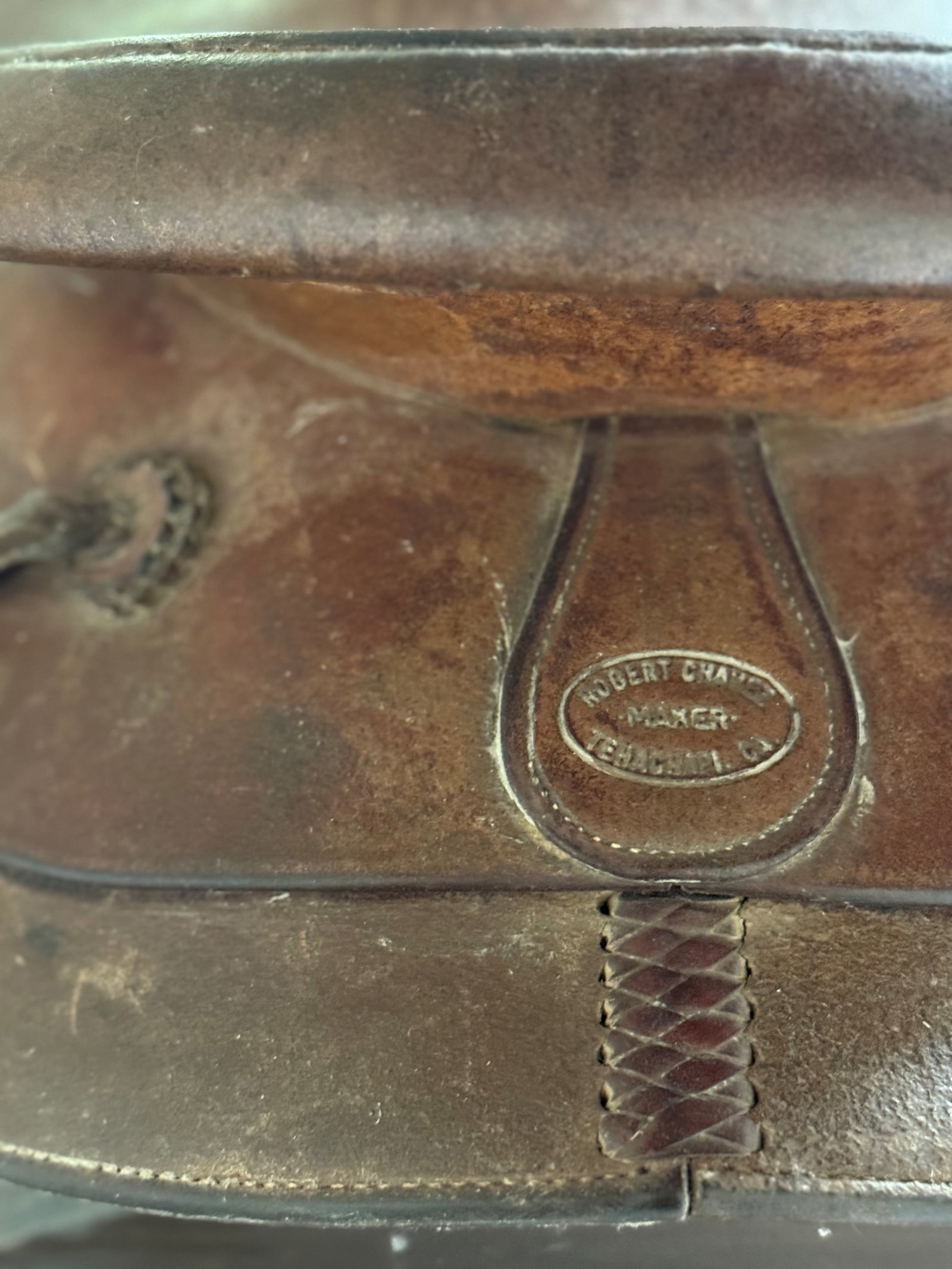 Robert Chavez Maker Western Saddle on Display Stand - 4