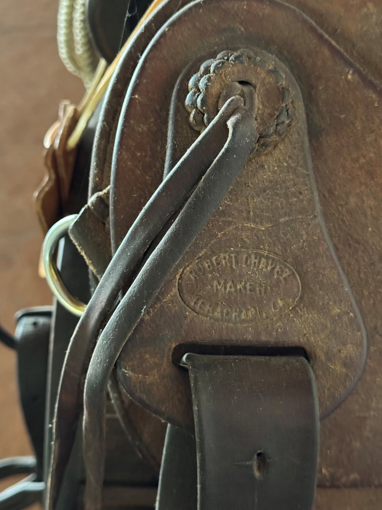 Robert Chavez Maker Western Saddle on Display Stand - 6