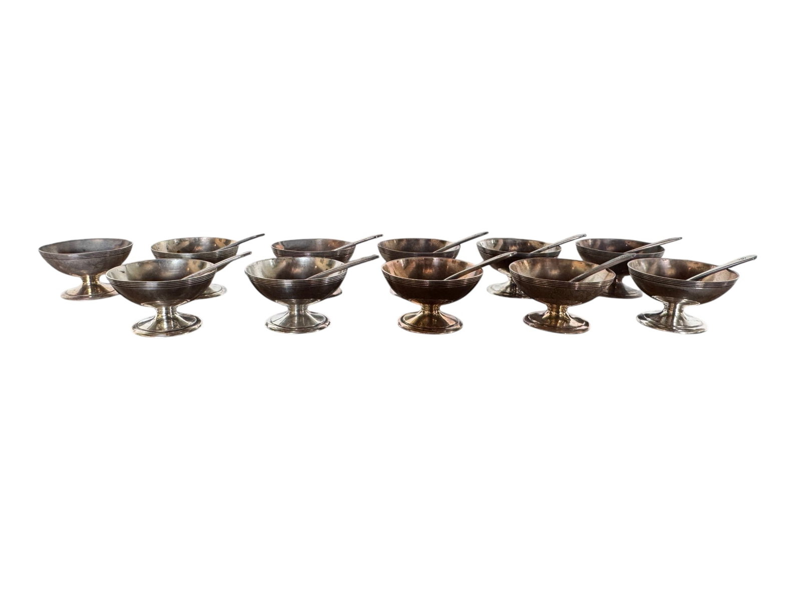 Set of Twelve Tiffany & Co. Sterling Silver Salt Cellars and Spoons (1 of 2)