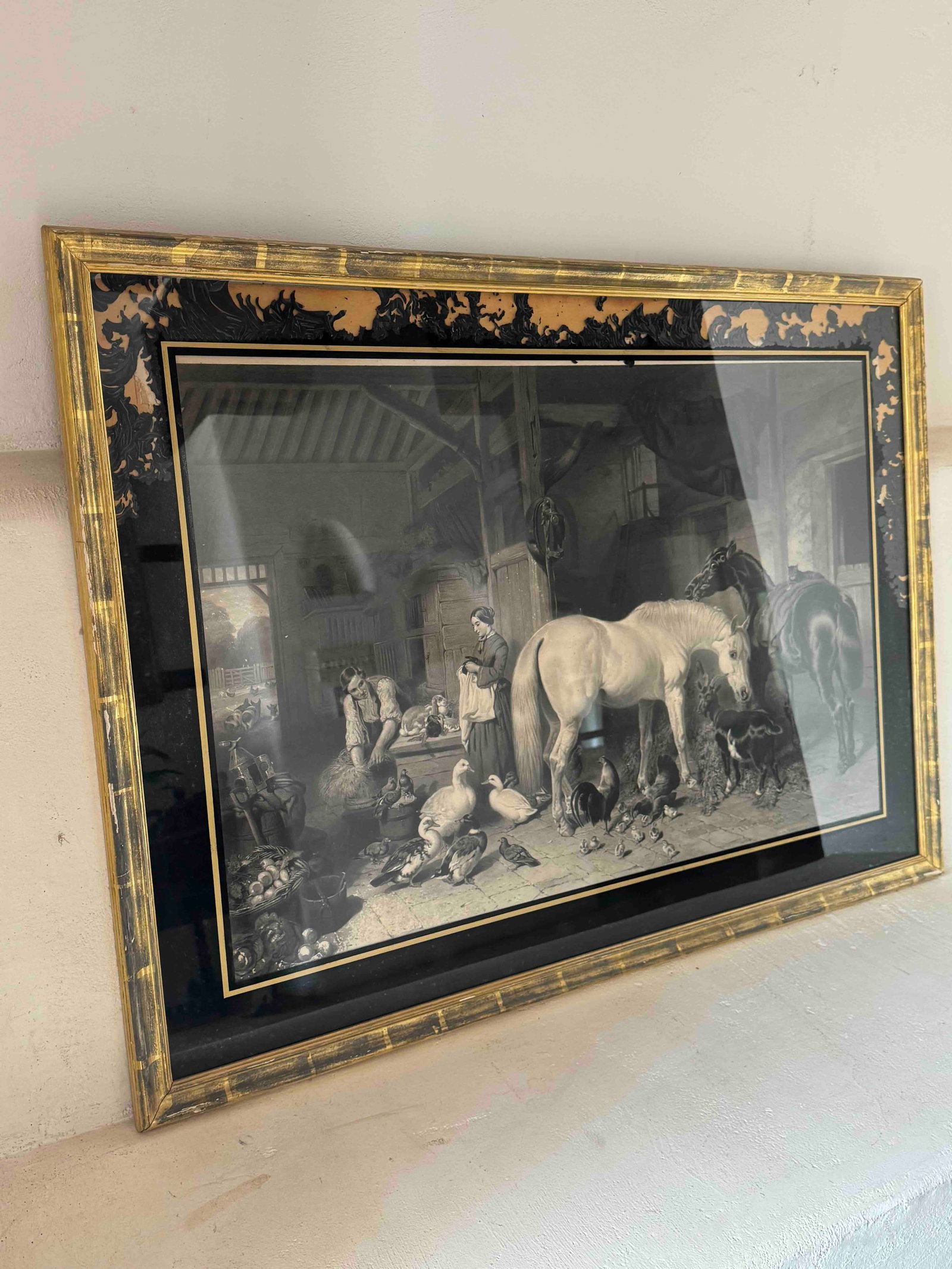 19th Century English Engraving, "Horses and Fowl" - 2