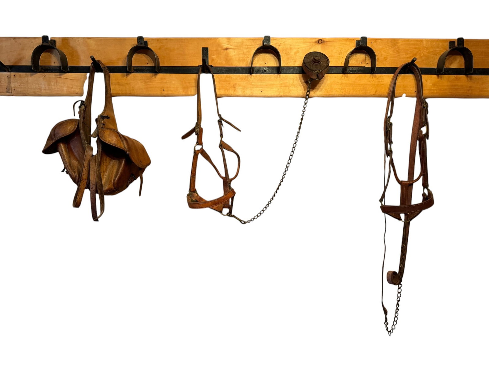 Collection of Antique Equestrian Tack, including Saddle Bags and Bridles (1 of 2)