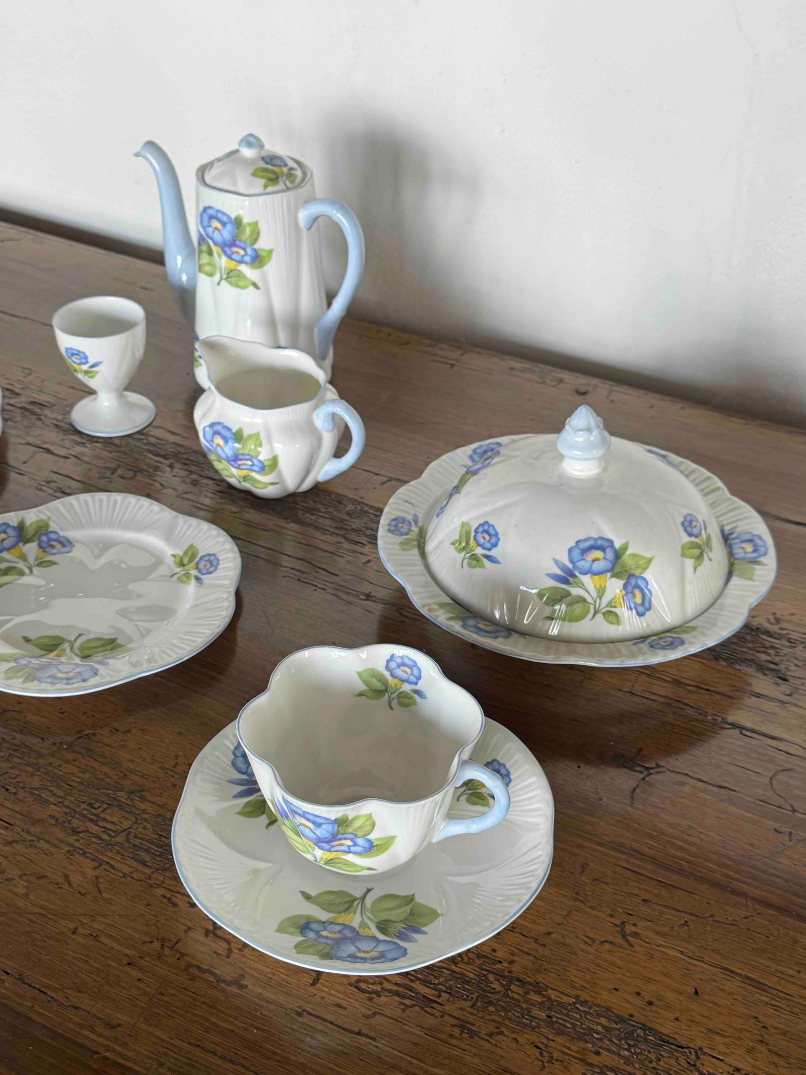 Shelley Fine Bone China "Morning Glory" Partial Breakfast Set - 2