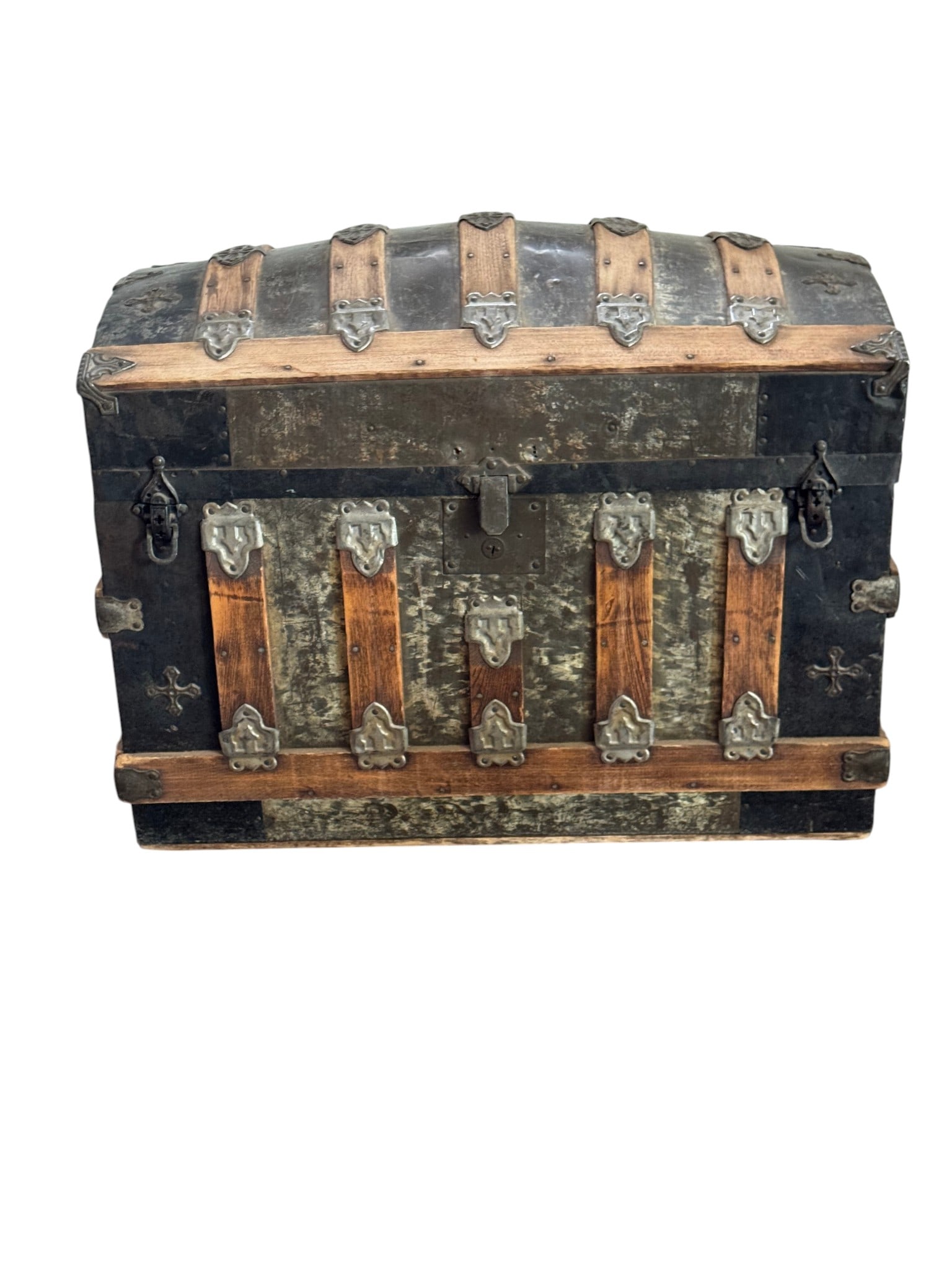 Early 20th c Antique Domed Top Trunk (1 of 2)
