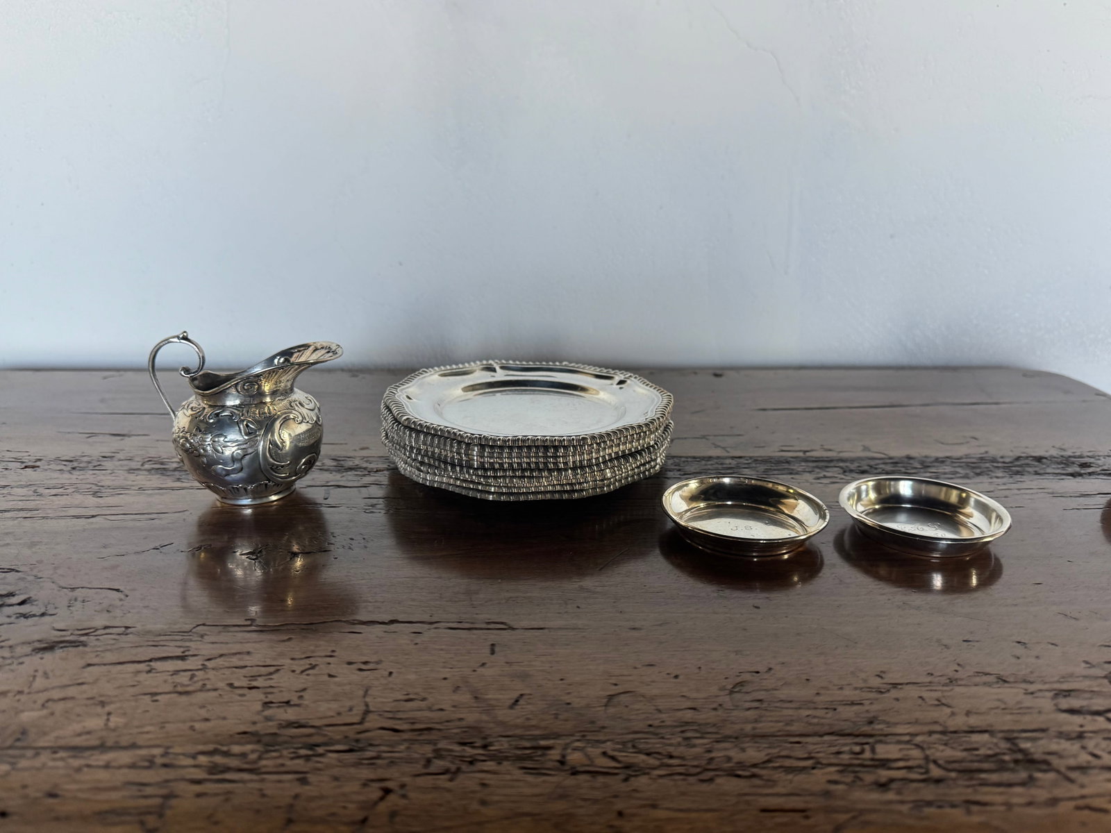Gorham Sterling Silver Milk Pitcher and Set of Twelve Bread Plates, "Duchess Dainty" Pattern - 2
