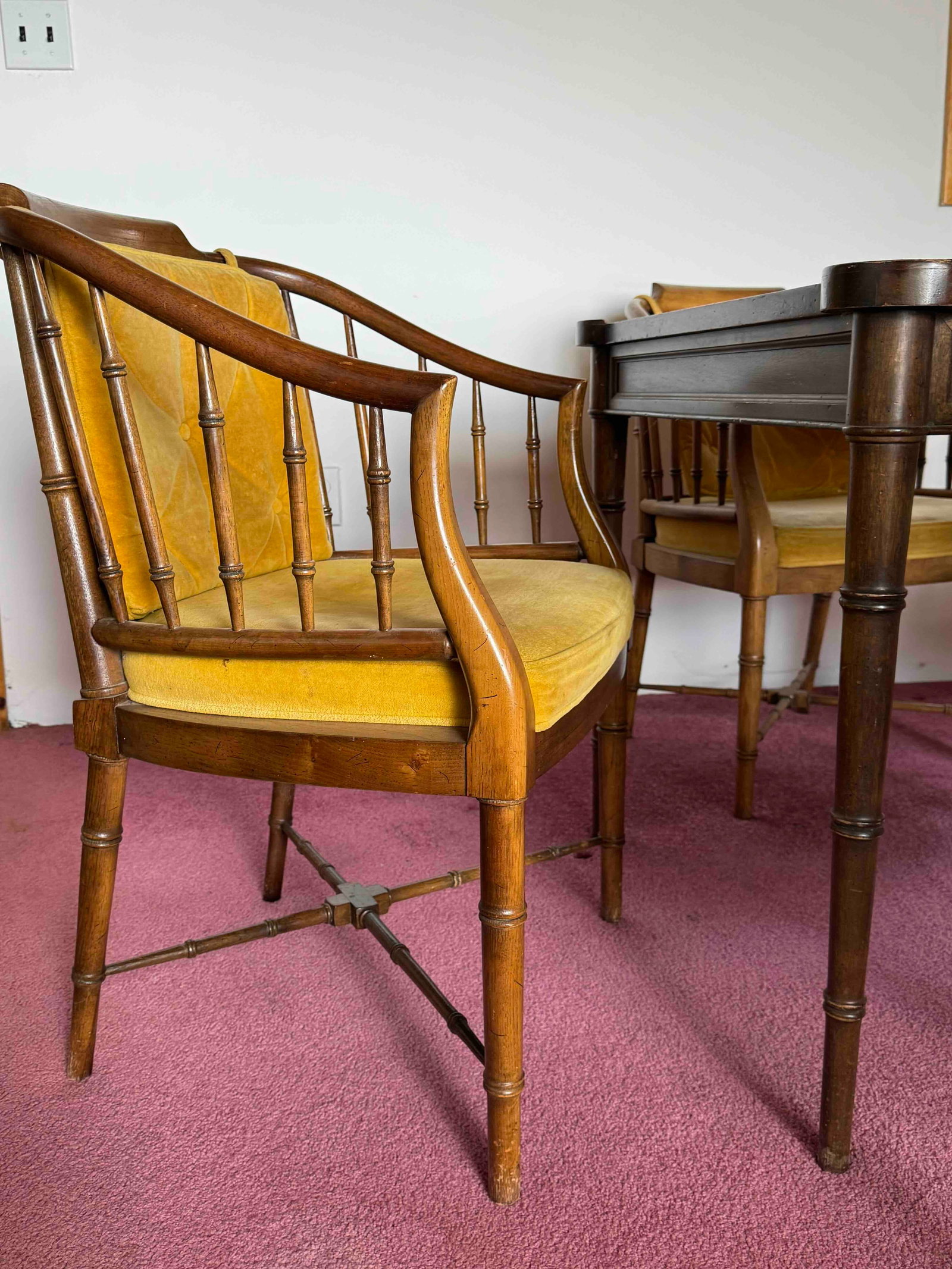 Vintage Drexel Games Table & Chairs - 6