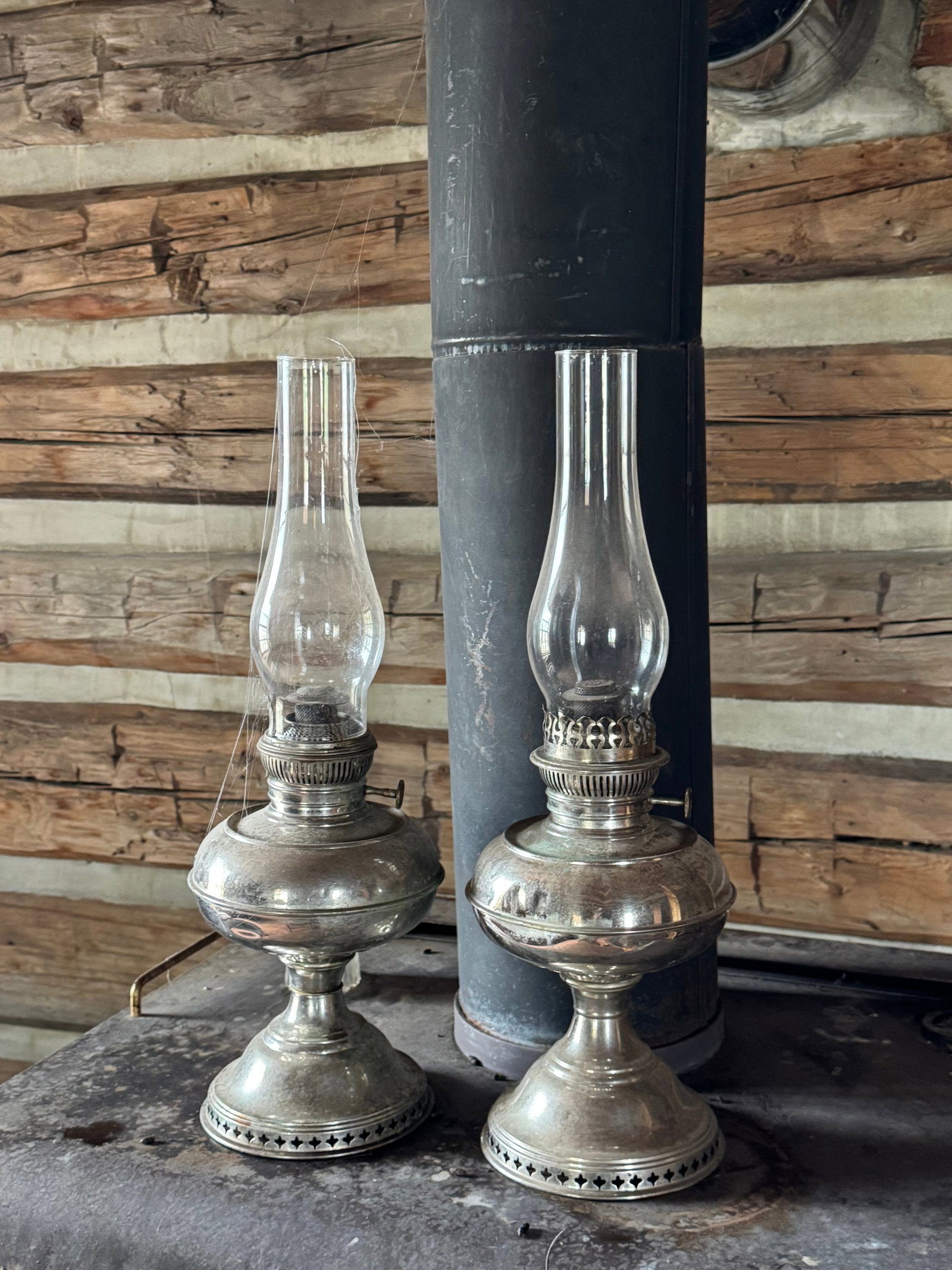 Pair of Victorian Silver-Plated Kerosene Lamps - 2