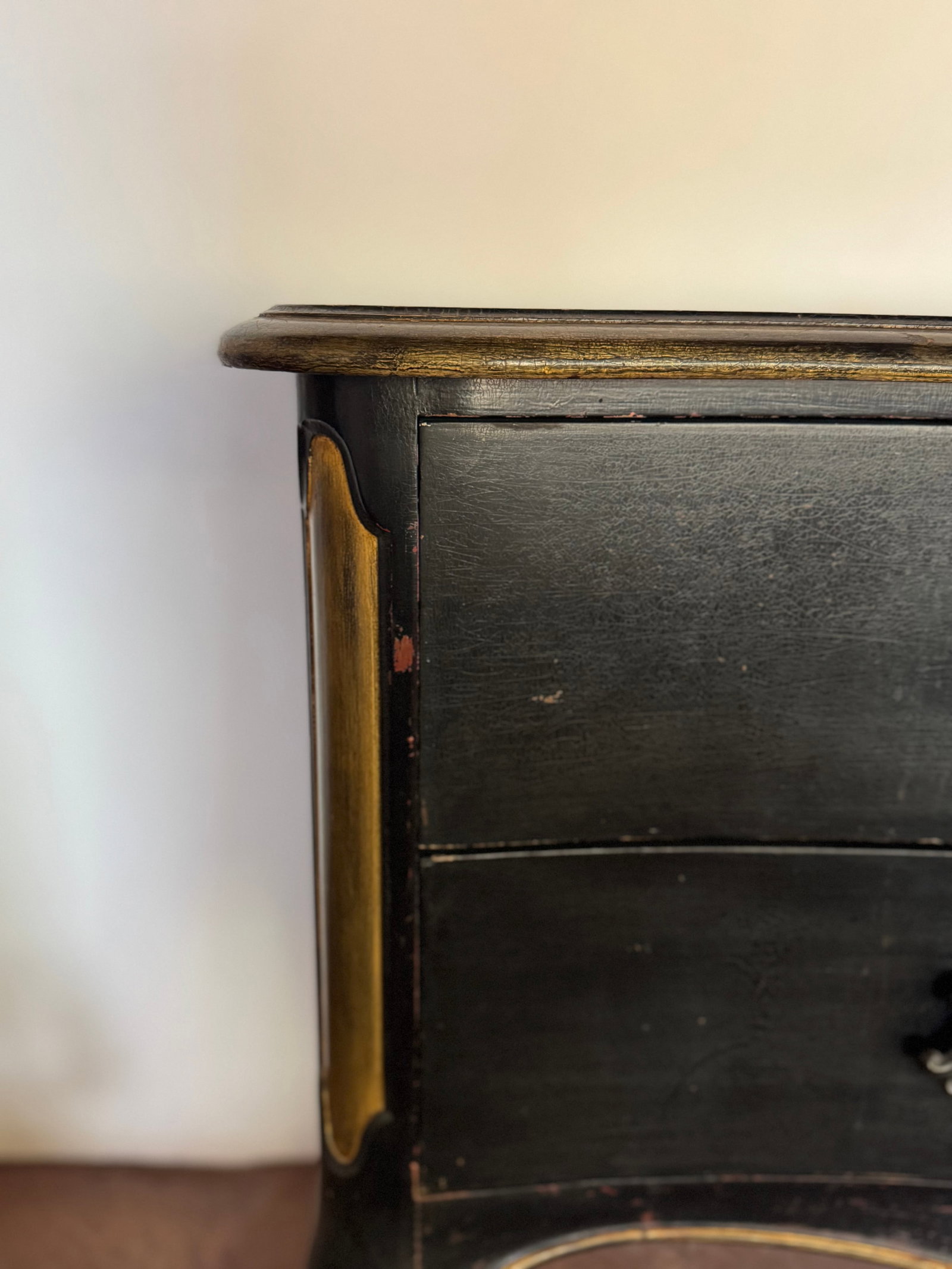Pair of Louis XV Style Black Lacquer and Gilt Bronze Nightstands/Commodes - 3