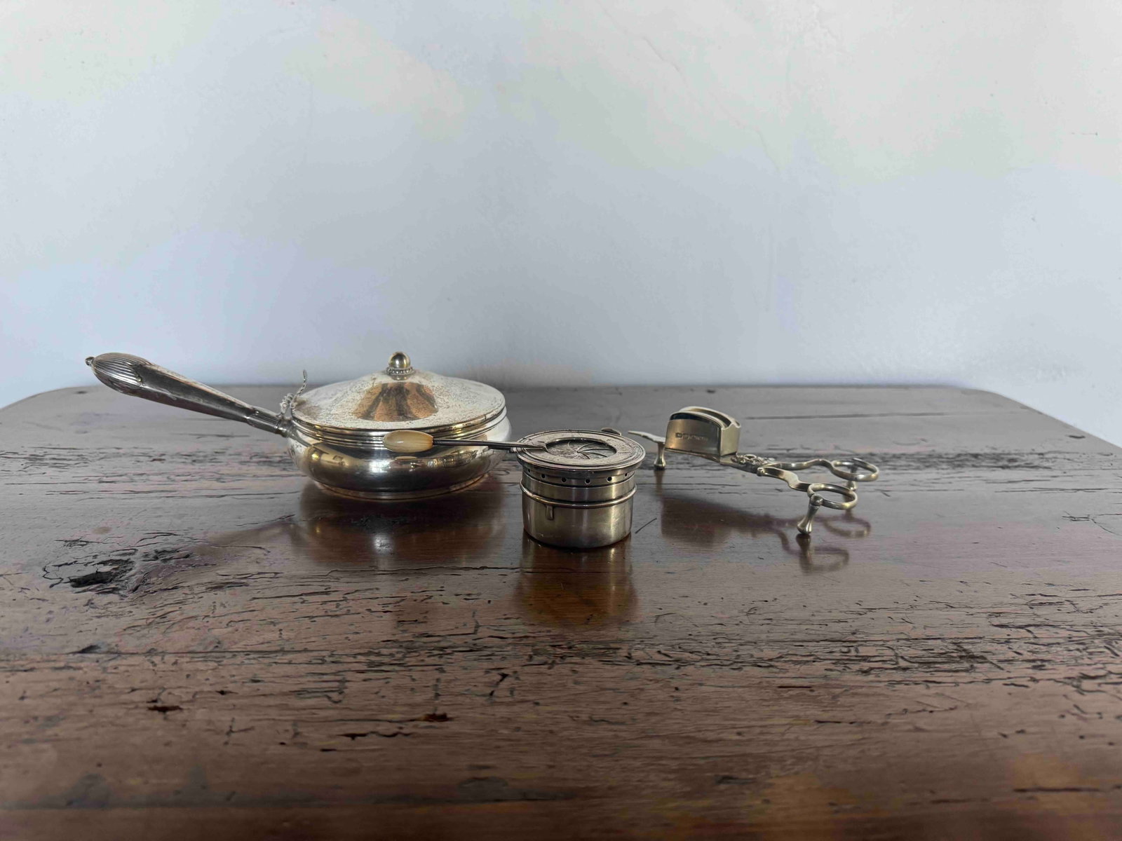 Three-Piece Sterling Silver Silent Butler, Oil Lamp and Candle Wick Trimmer - 2
