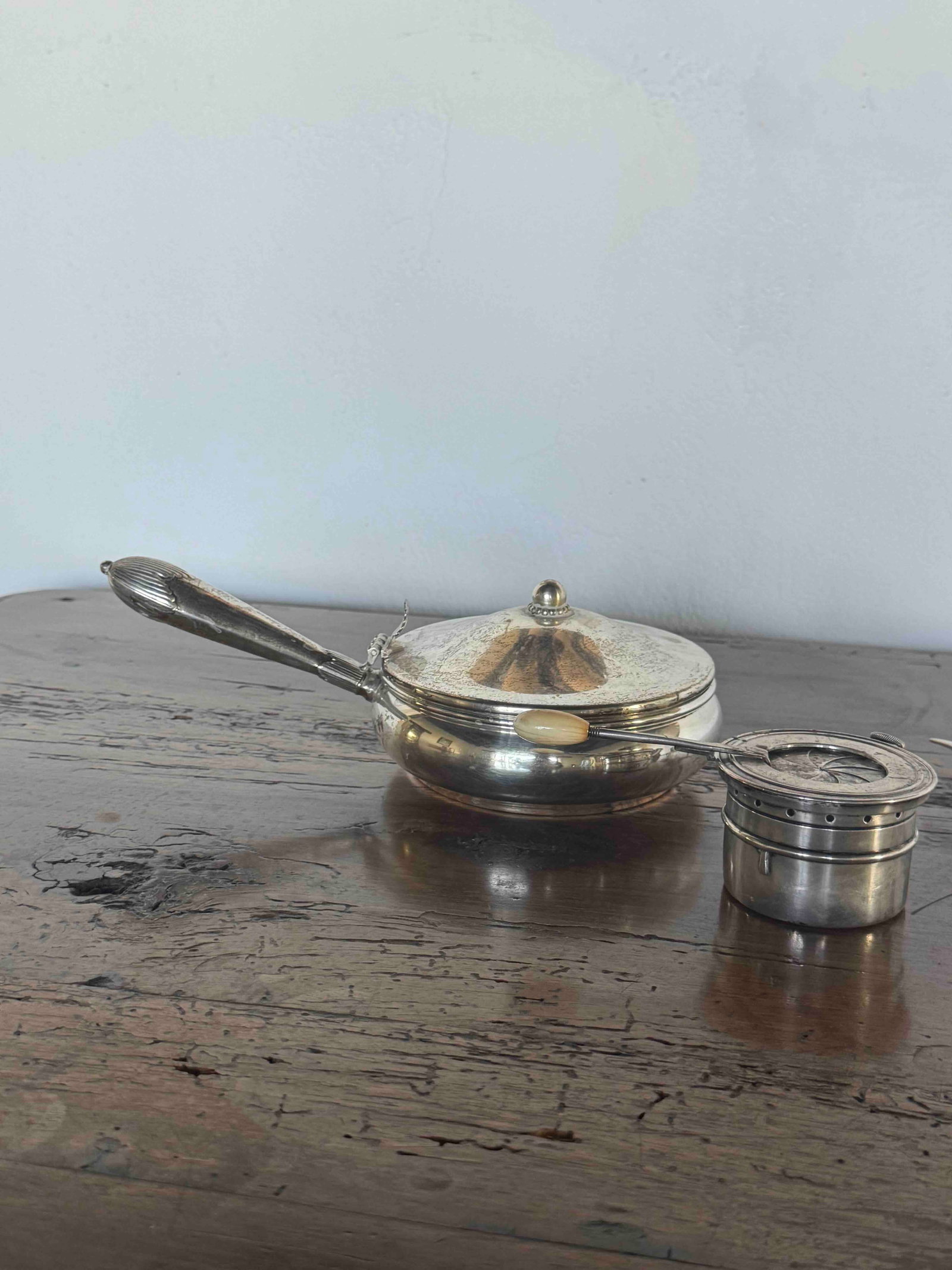 Three-Piece Sterling Silver Silent Butler, Oil Lamp and Candle Wick Trimmer - 3