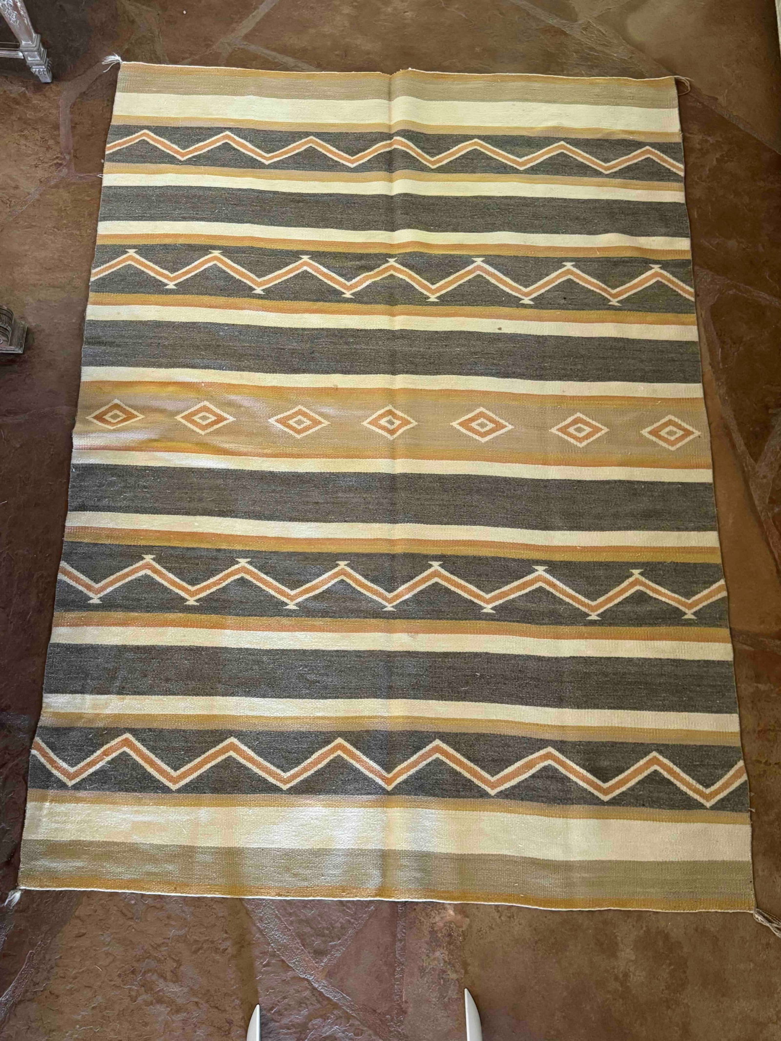 Native American Style Woven Wool Rug - 2