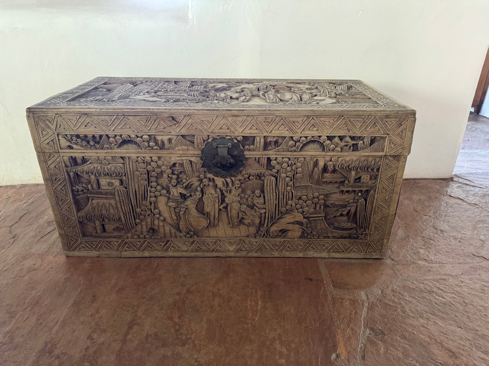 Carved Camphor Wood Trunk - 2
