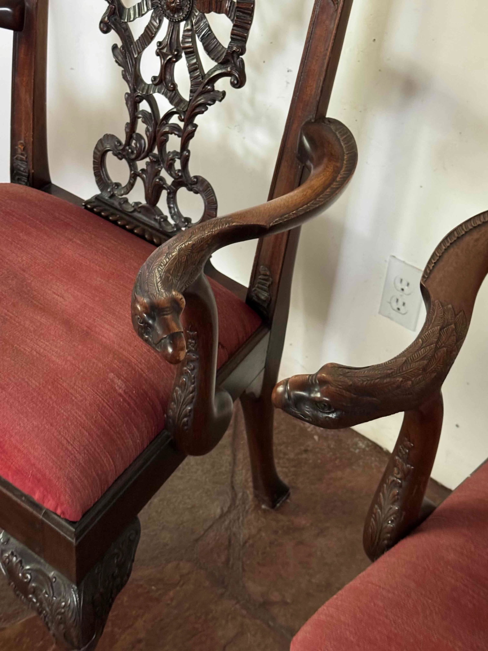 Pair of Carved Mahogany Chippendale Style Armchairs - 5
