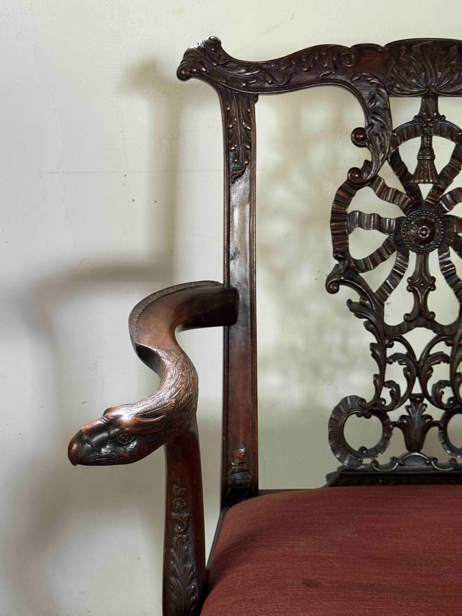 Pair of Carved Mahogany Chippendale Style Armchairs - 6