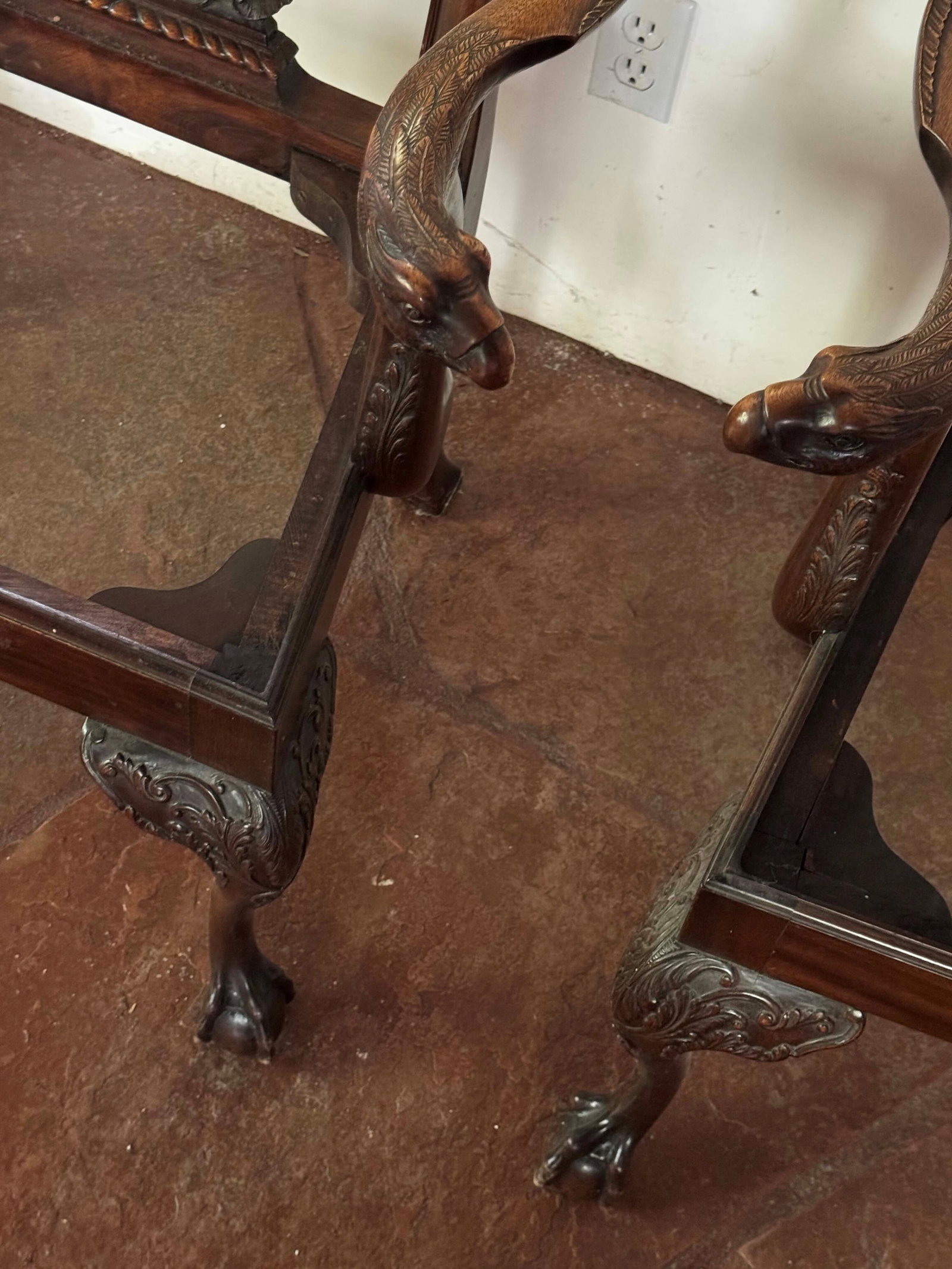 Pair of Carved Mahogany Chippendale Style Armchairs - 7