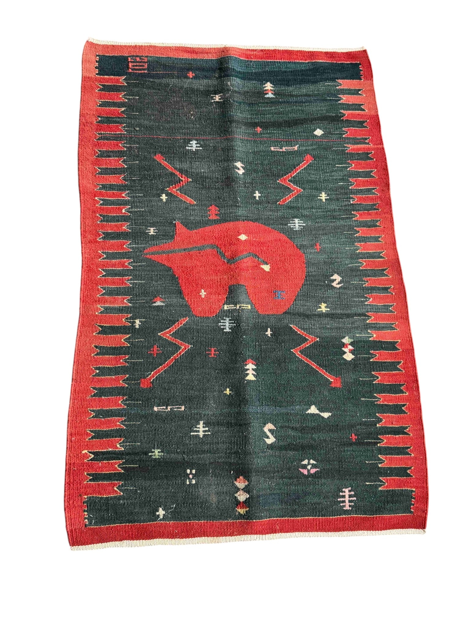 Handwoven Southwestern Wool Rug with Abstract Motifs, possibly Mid-20th Century Native American o... (1 of 3)