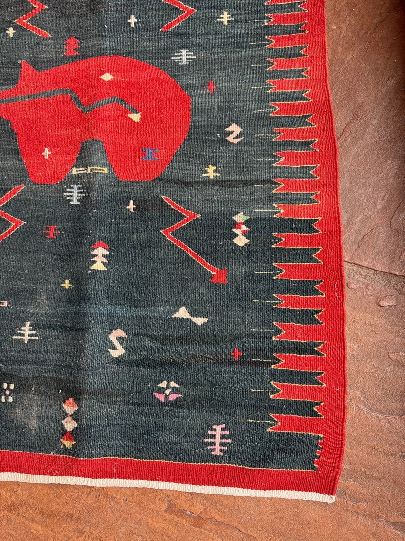 Handwoven Southwestern Wool Rug with Abstract Motifs, possibly Mid-20th Century Native American o... - 3