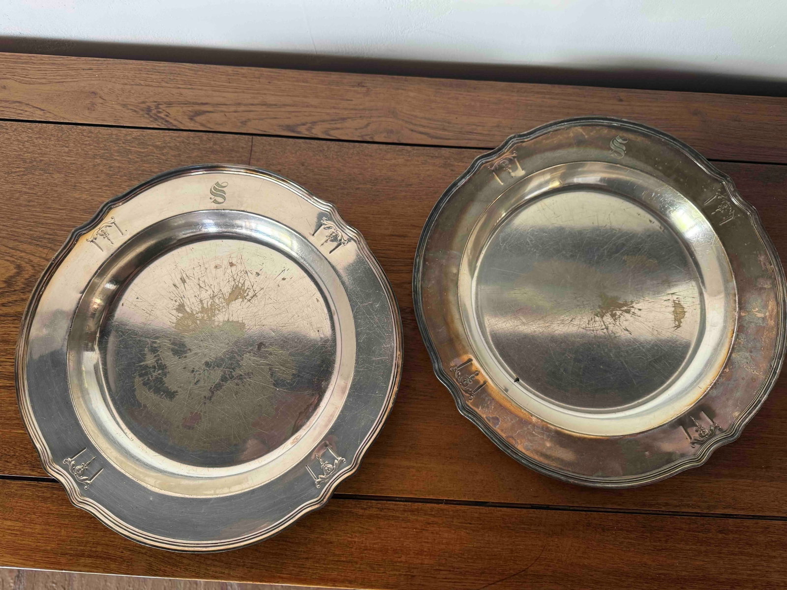 Pair of Gorham Silver Soldered Service Plates - 2