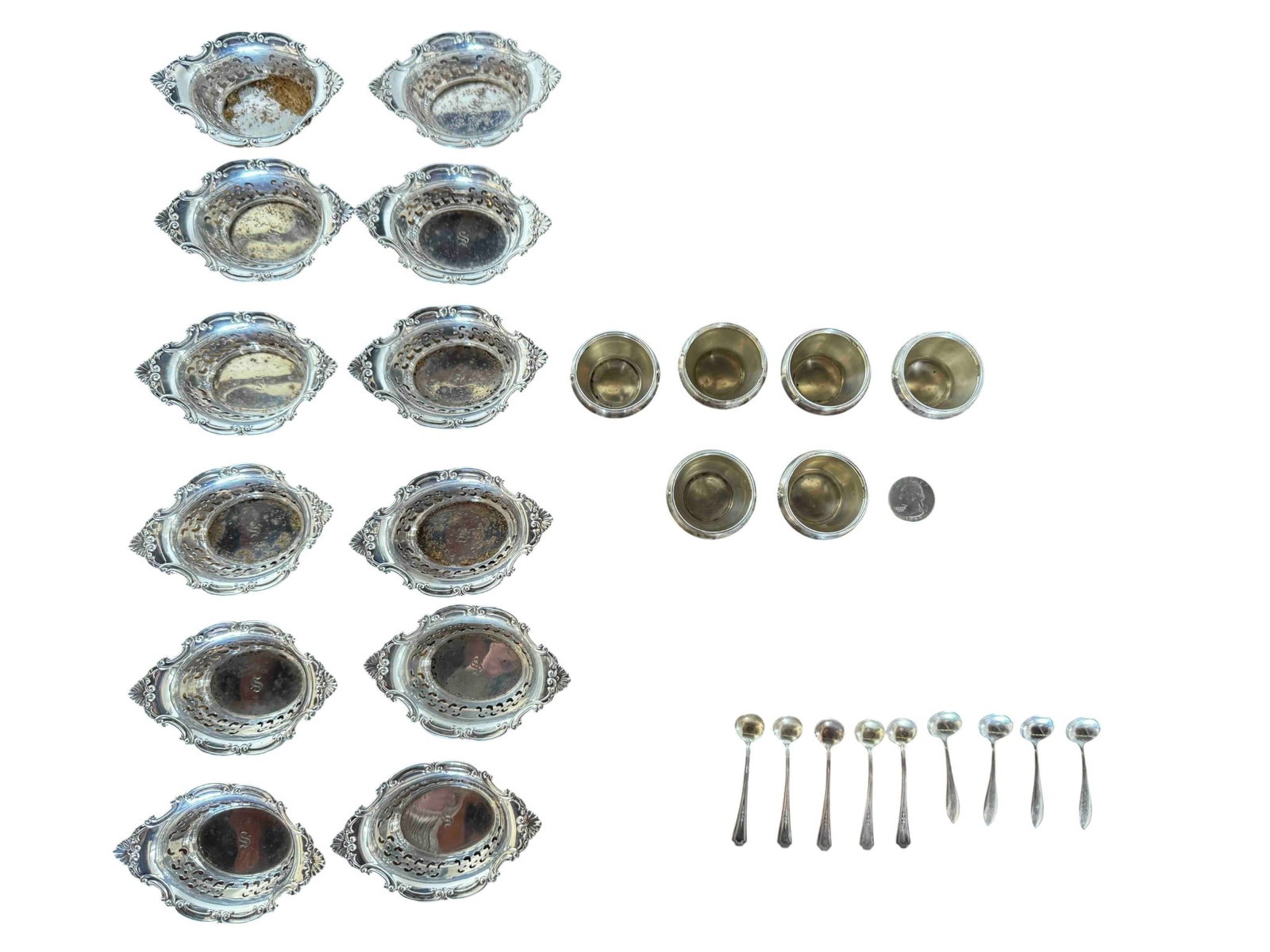 Collection of Sterling Silver Butter Dishes, Cordials, and Spoons (1 of 7)