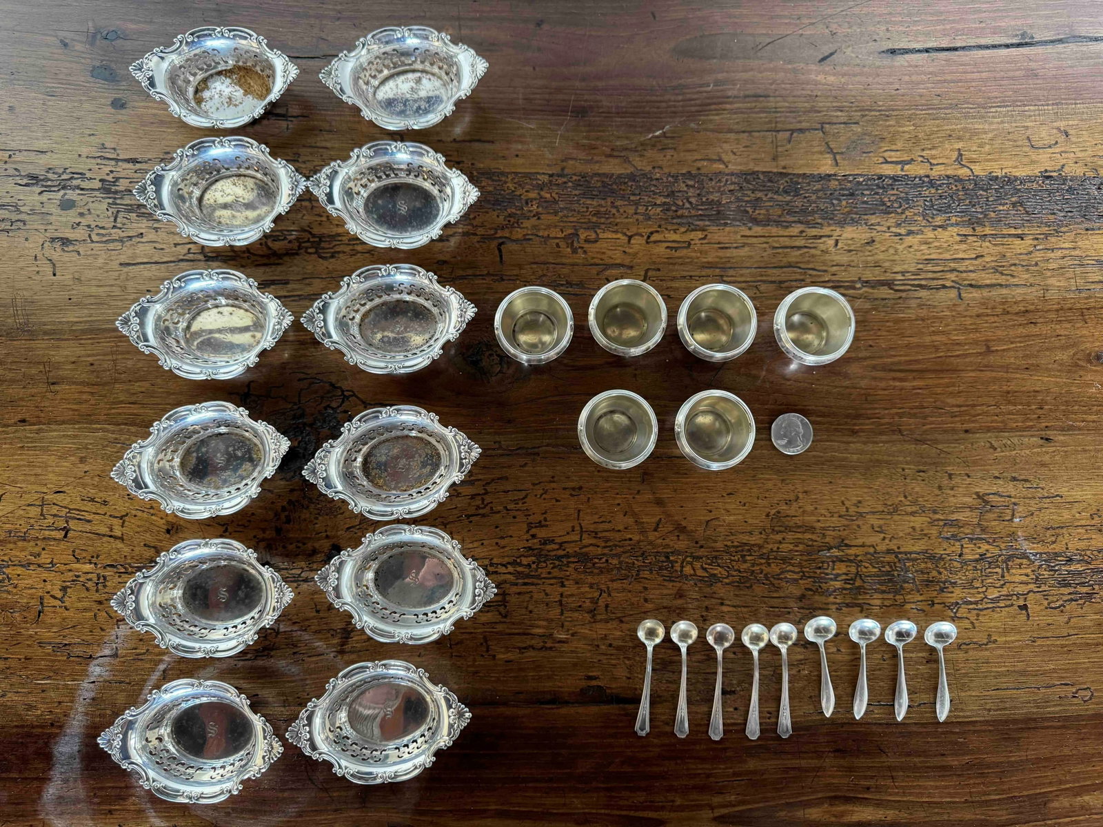 Collection of Sterling Silver Butter Dishes, Cordials, and Spoons - 2