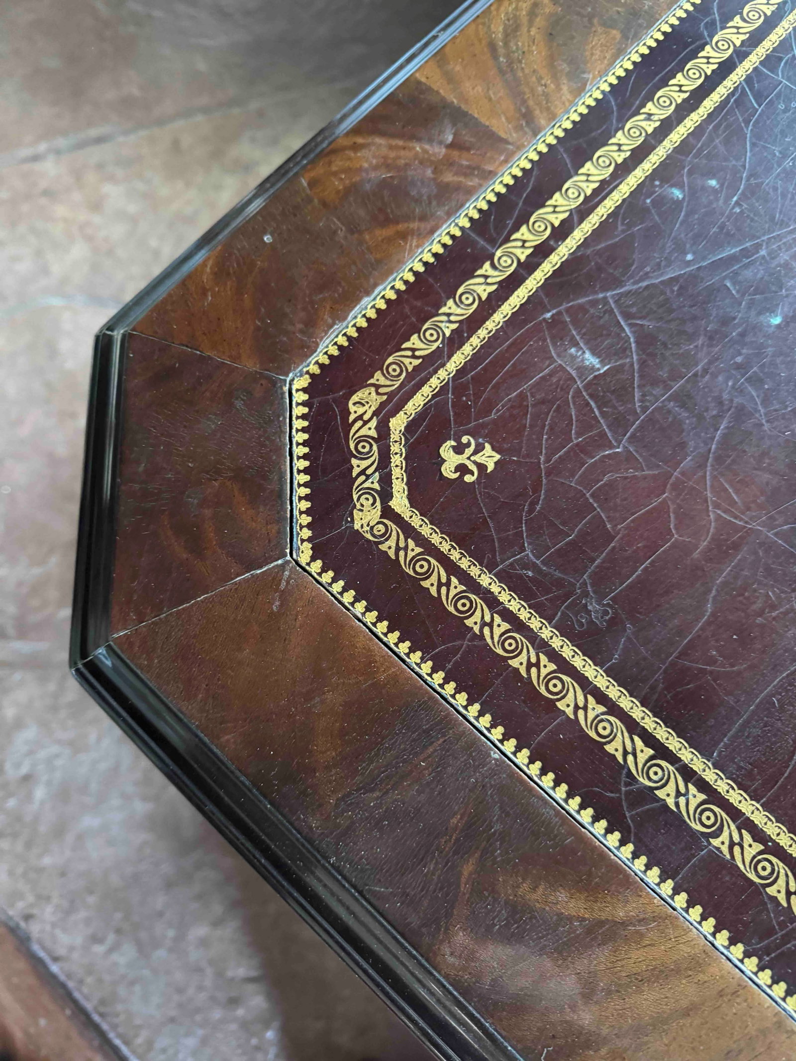 Carved Victorian-Style Executive Desk with Tooled Leather Top - 6