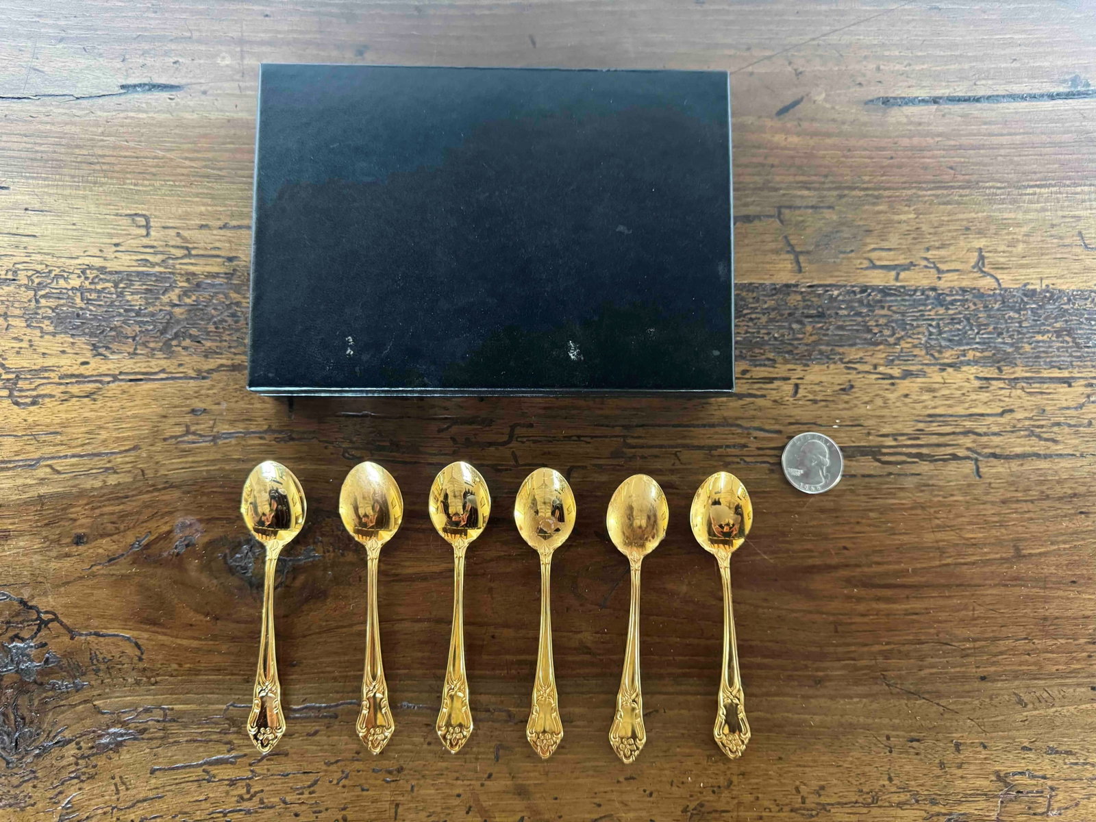 Set of Six 24K Gold Plated Demitasse Spoons, JANIS COLLECTION, Made in Sweden - 2