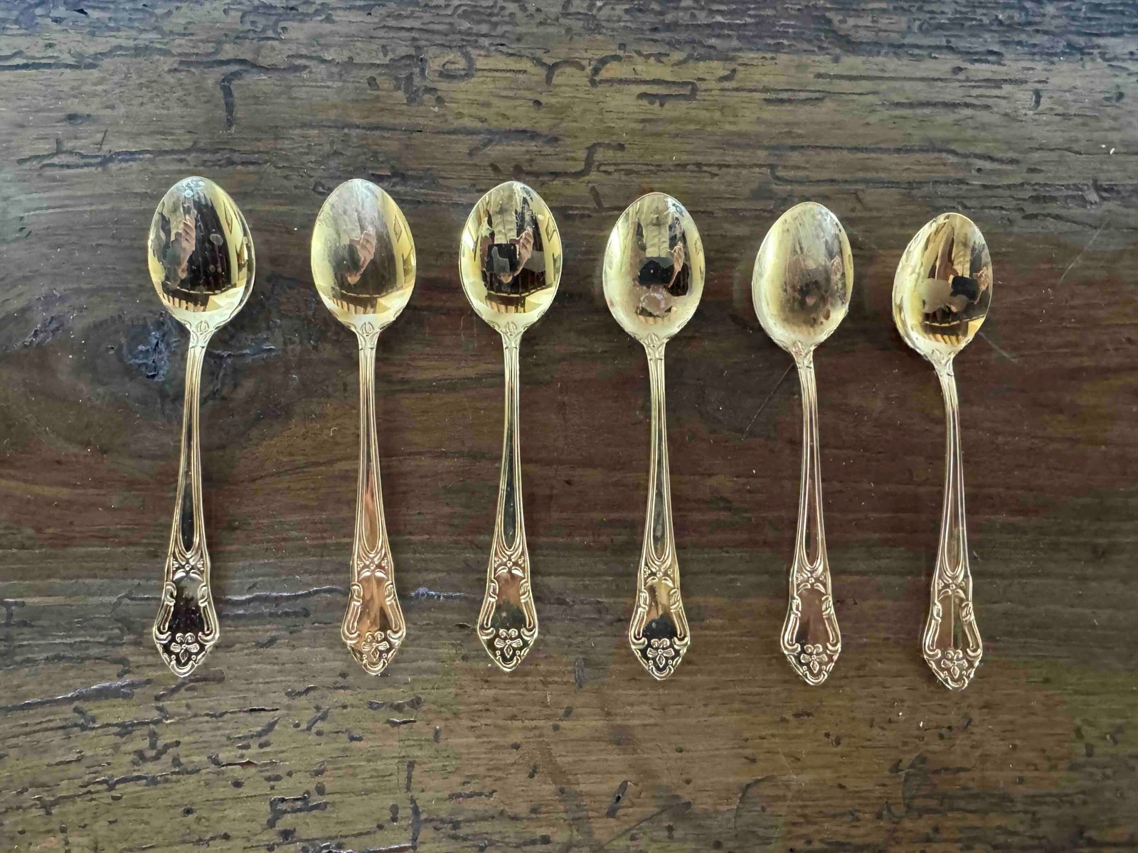 Set of Six 24K Gold Plated Demitasse Spoons, JANIS COLLECTION, Made in Sweden - 3