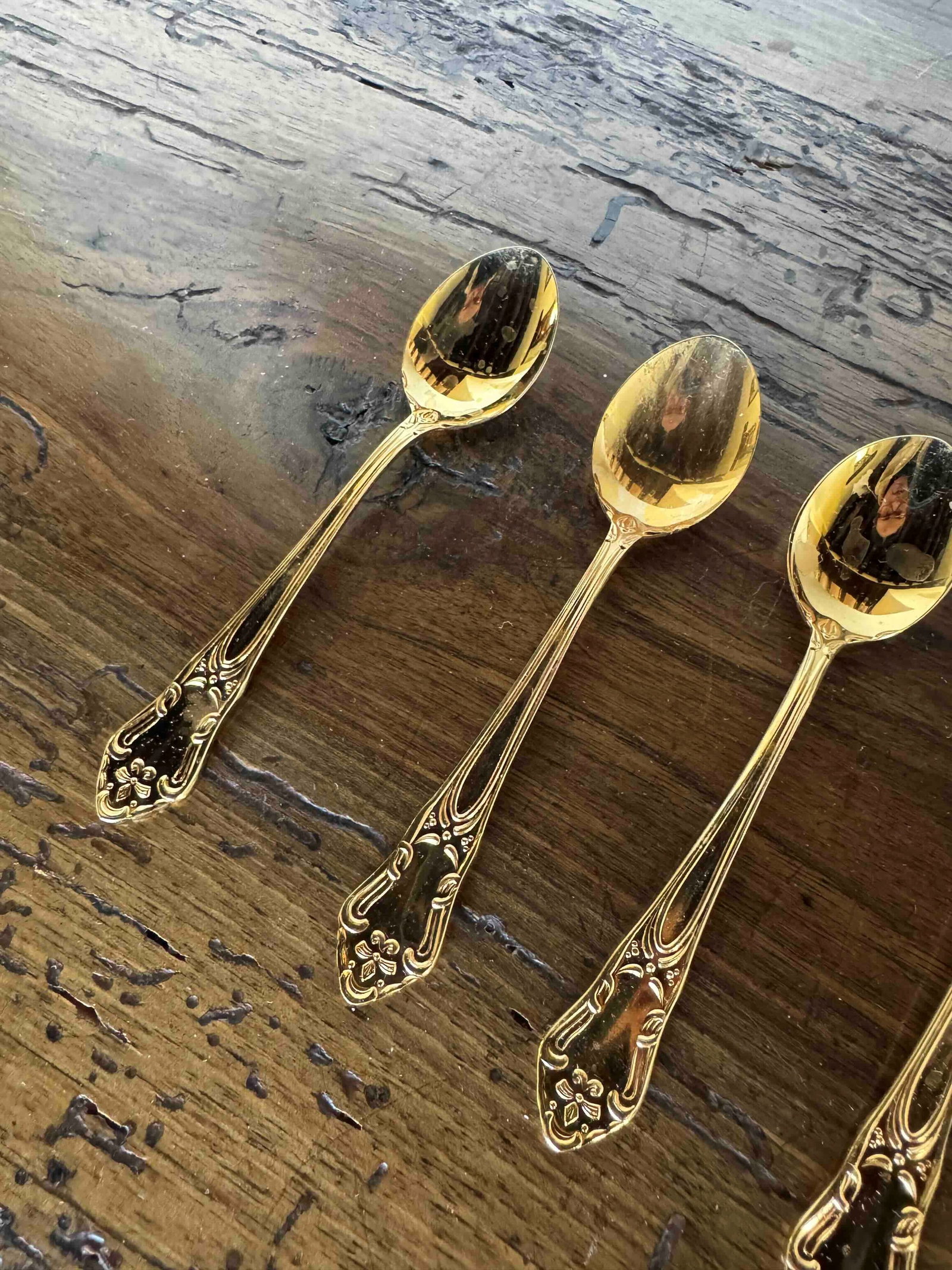 Set of Six 24K Gold Plated Demitasse Spoons, JANIS COLLECTION, Made in Sweden - 4