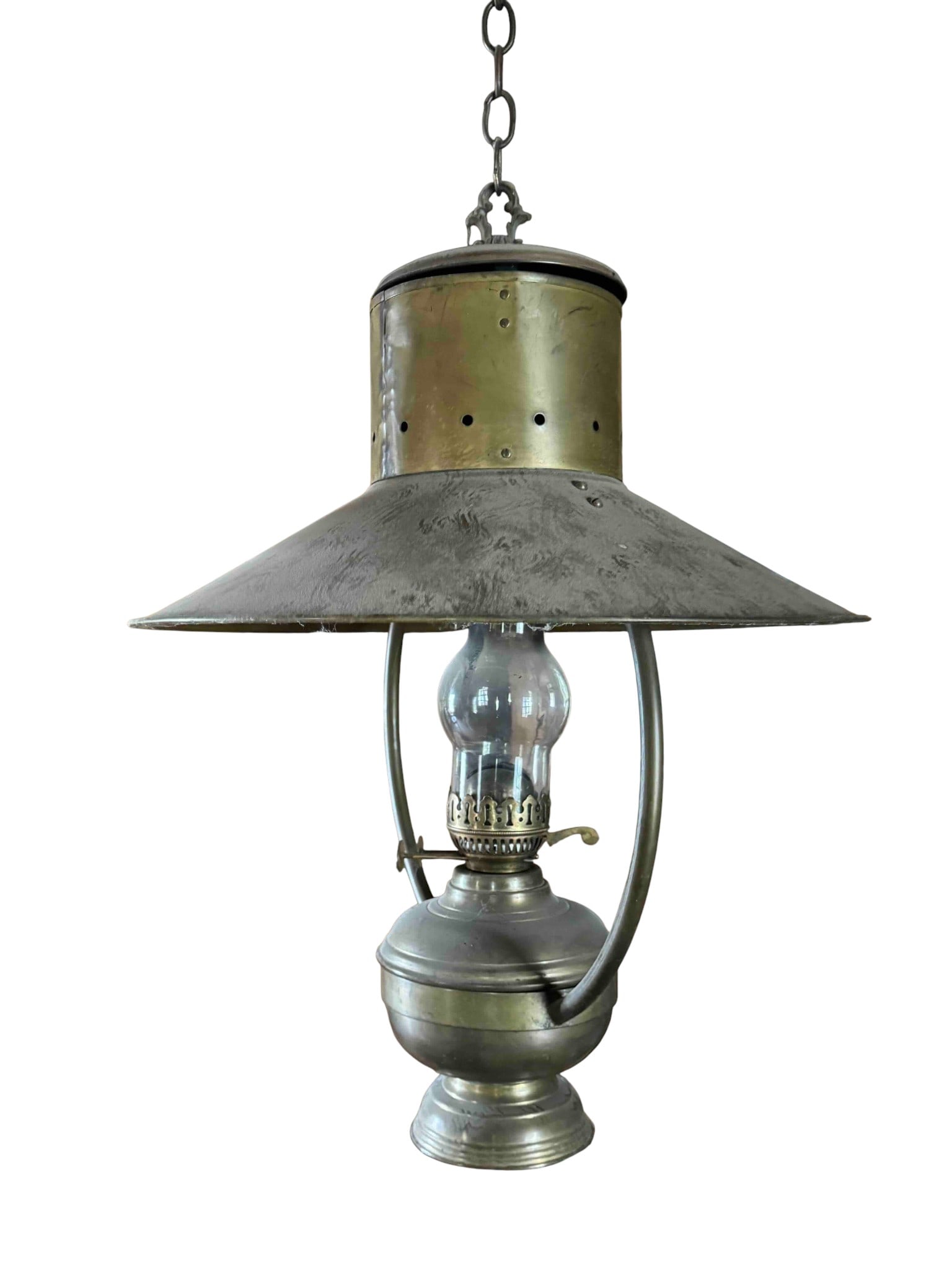 Arts & Crafts Brass and Iron Hanging Lantern (1 of 2)