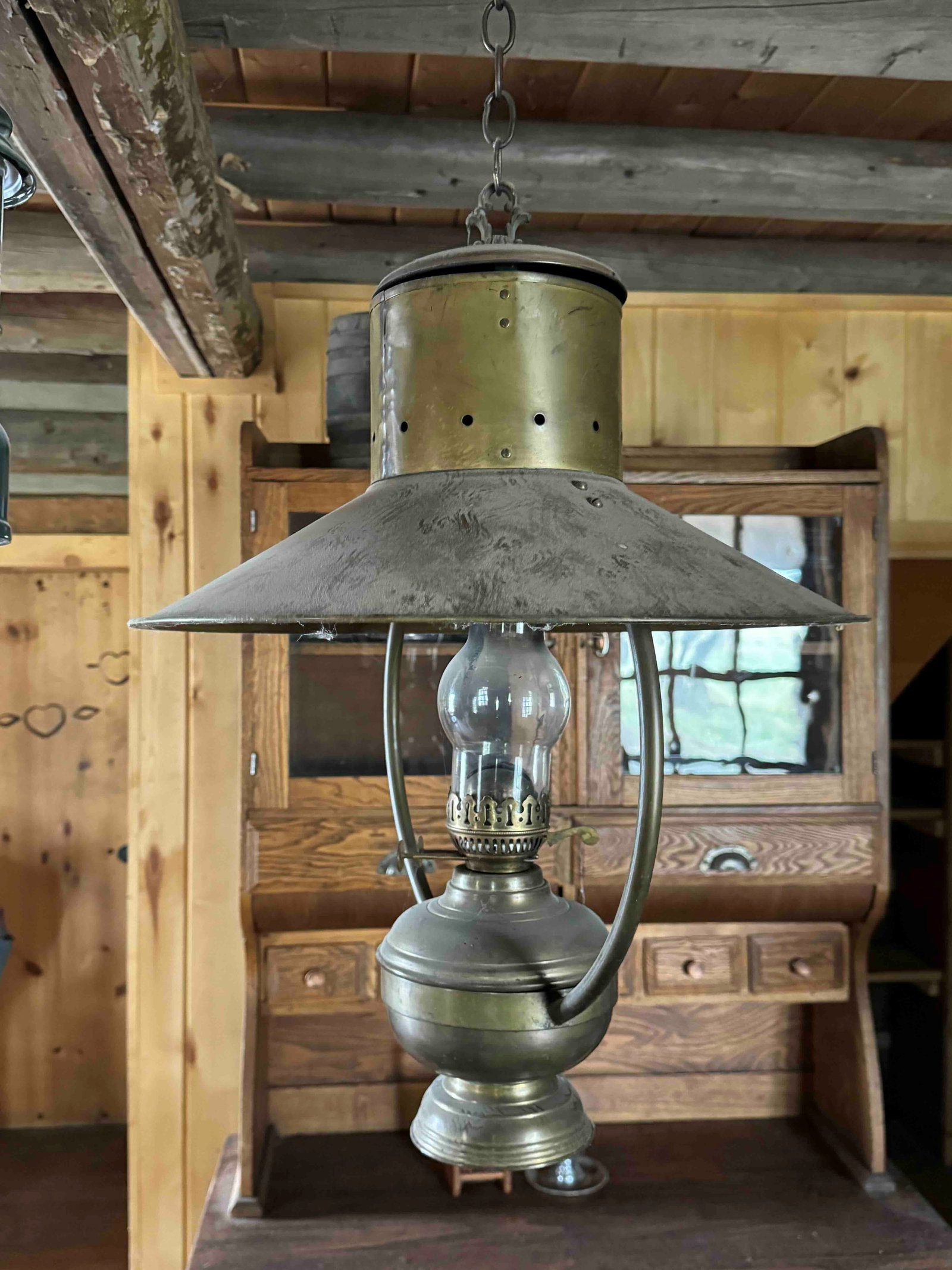 Arts & Crafts Brass and Iron Hanging Lantern - 2