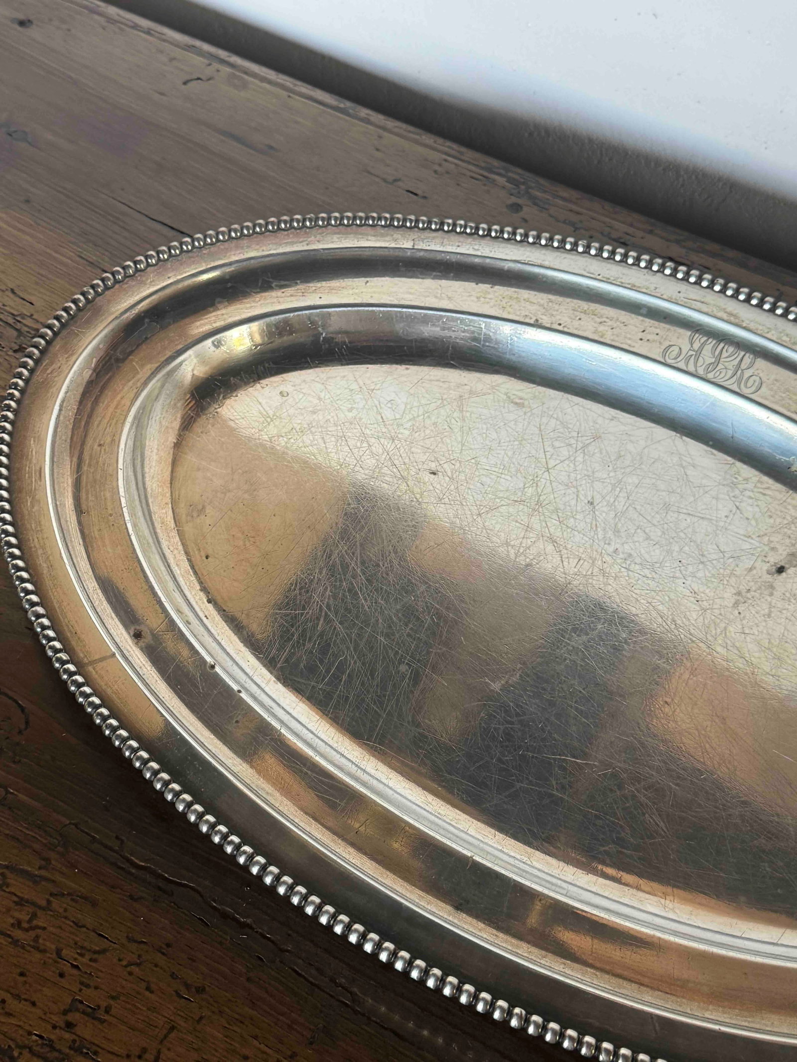 Danish Mid-Century Modern Sterling Silver Oval Serving Tray by Ã˜reskov - 3