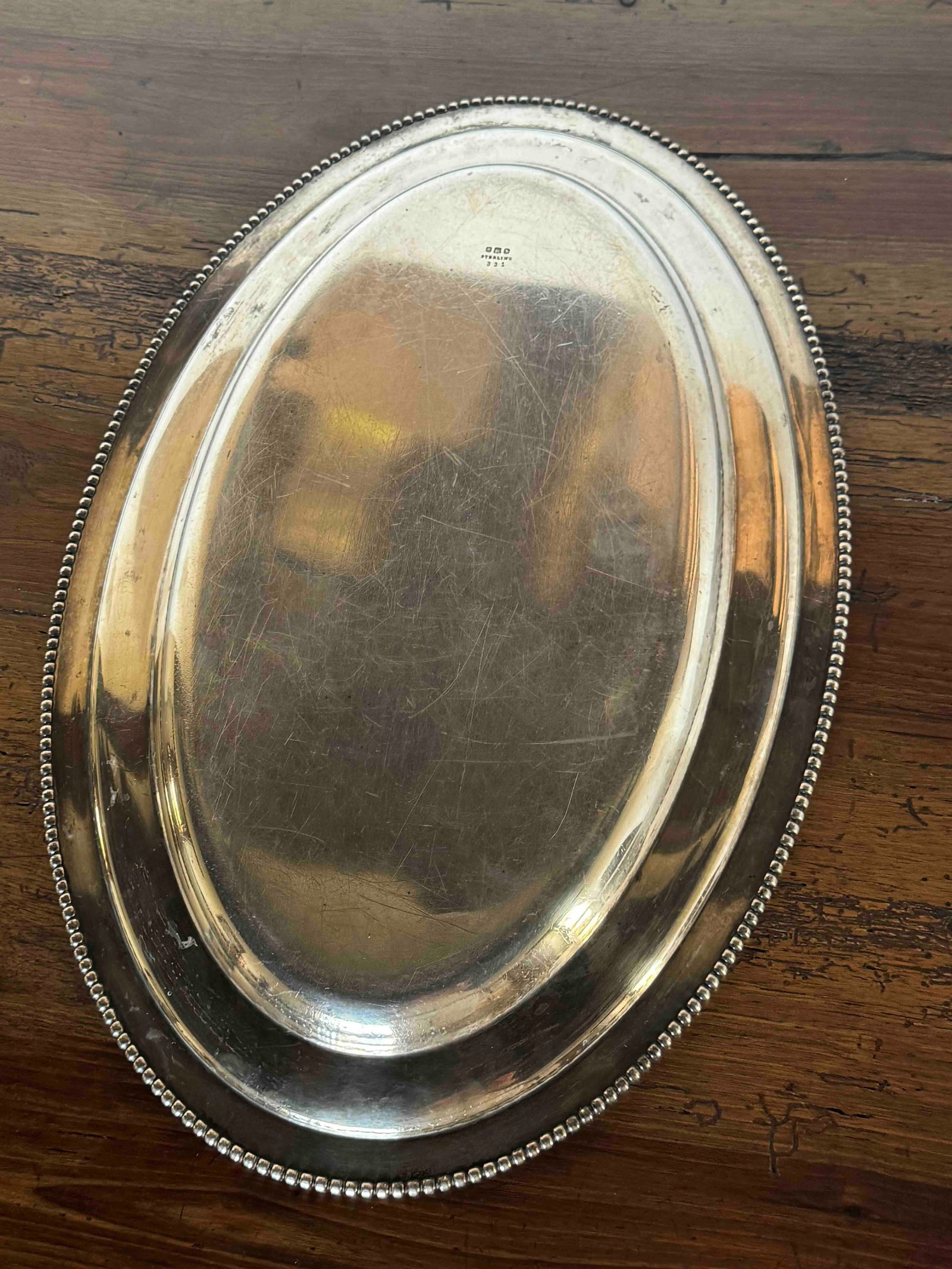 Danish Mid-Century Modern Sterling Silver Oval Serving Tray by Ã˜reskov - 4