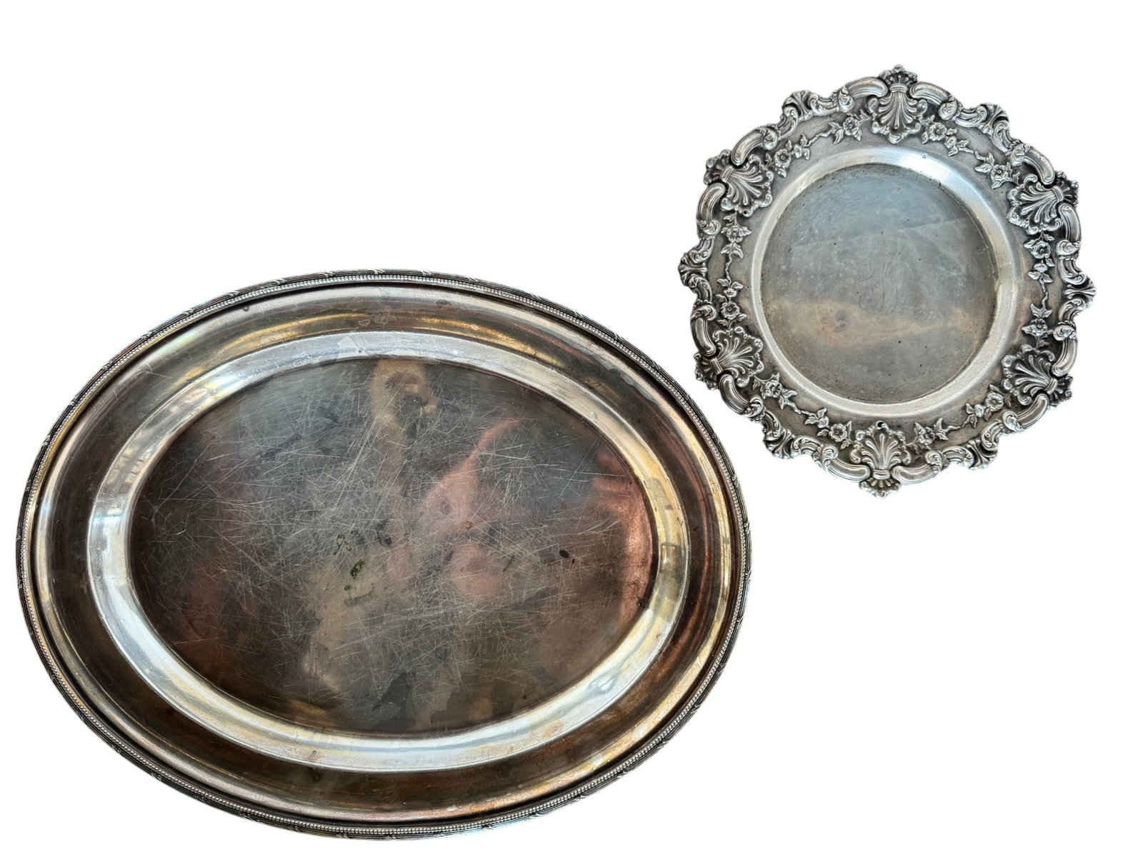 Two Sterling Silver Serving Trays, Ritz Towers and Unknown Maker (1 of 3)