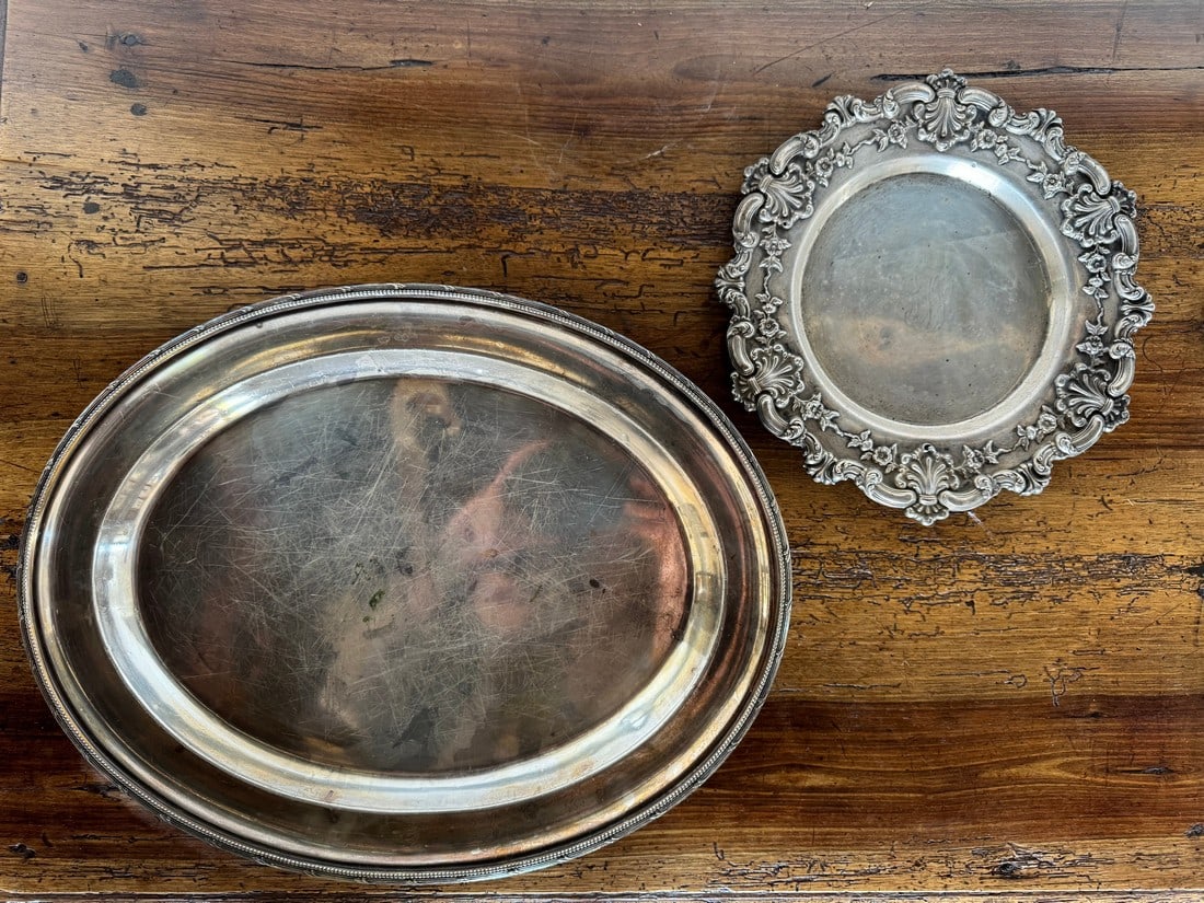 Two Sterling Silver Serving Trays, Ritz Towers and Unknown Maker - 2