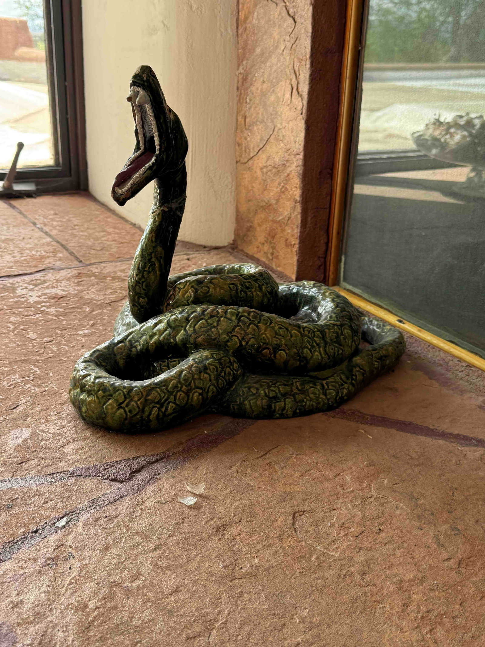 Patinated Ceramic Serpent Sculpture - 2