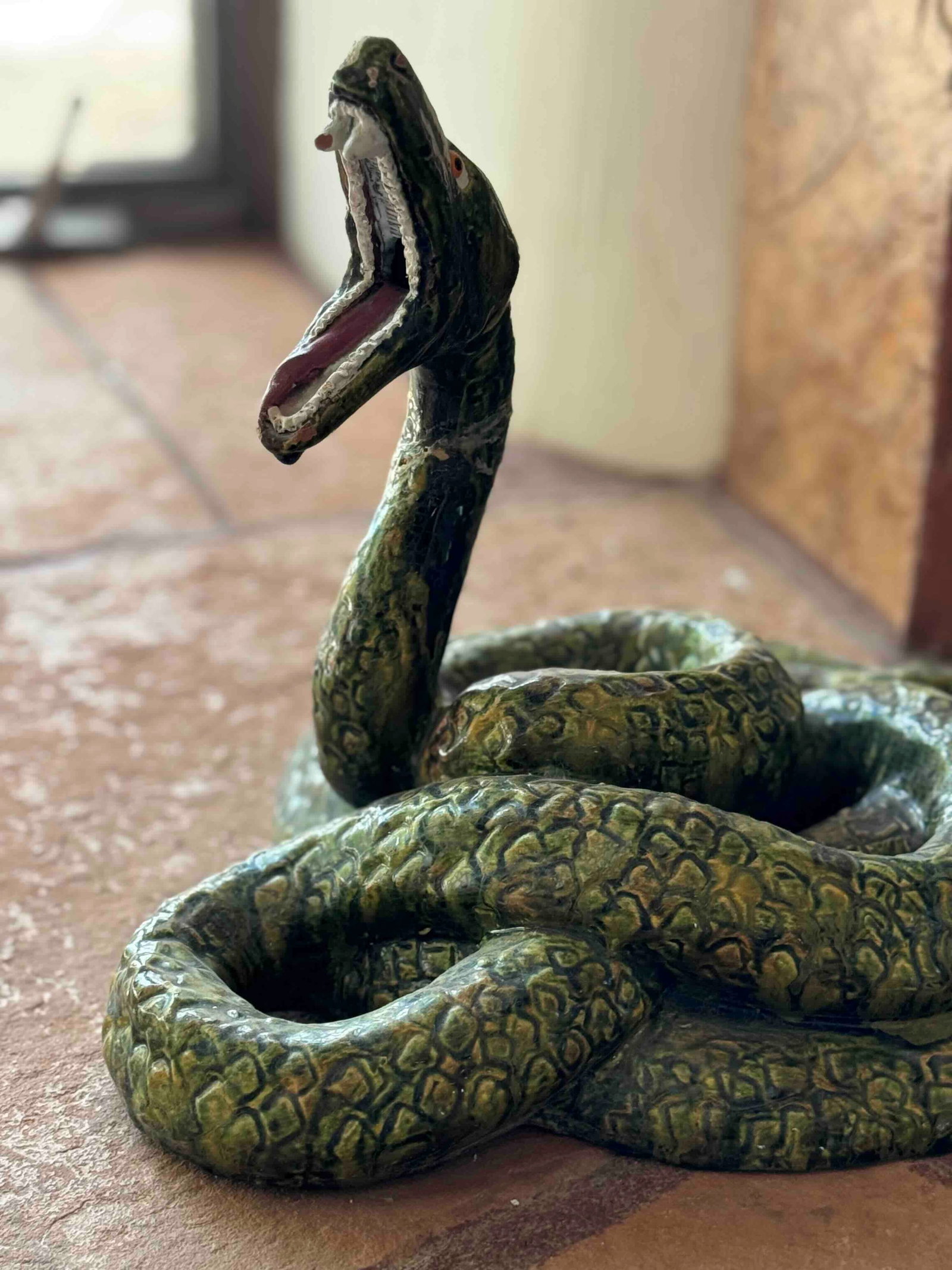 Patinated Ceramic Serpent Sculpture - 3