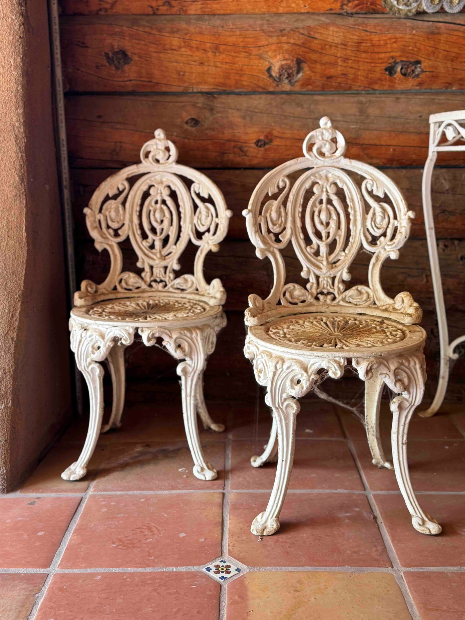 Pair of Victorian Style Cast Iron Garden Chairs - 2