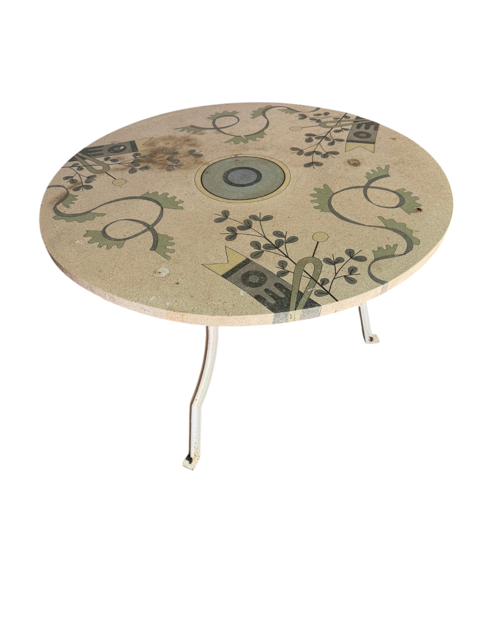 Patio Table with Mosaic Top and Wrought Iron Base (1 of 5)